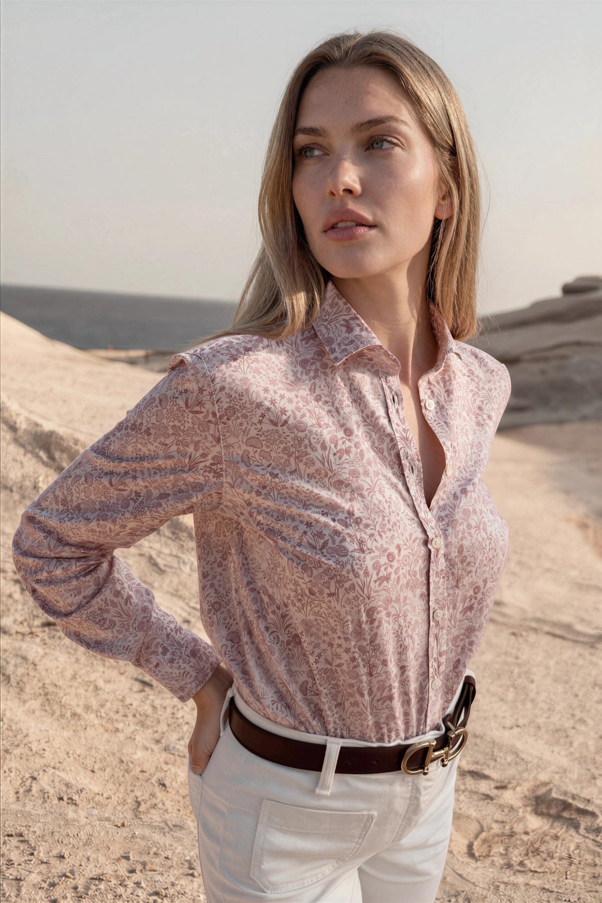 Chemisier Canelle en coton Liberty of London - Rose poudré-CHEMISIER FEMME-Curling-Paris