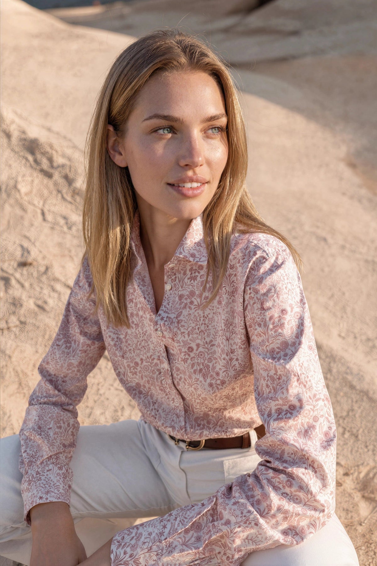 Chemisier Canelle en coton Liberty of London - Rose poudré-CHEMISIER FEMME-Curling-Paris