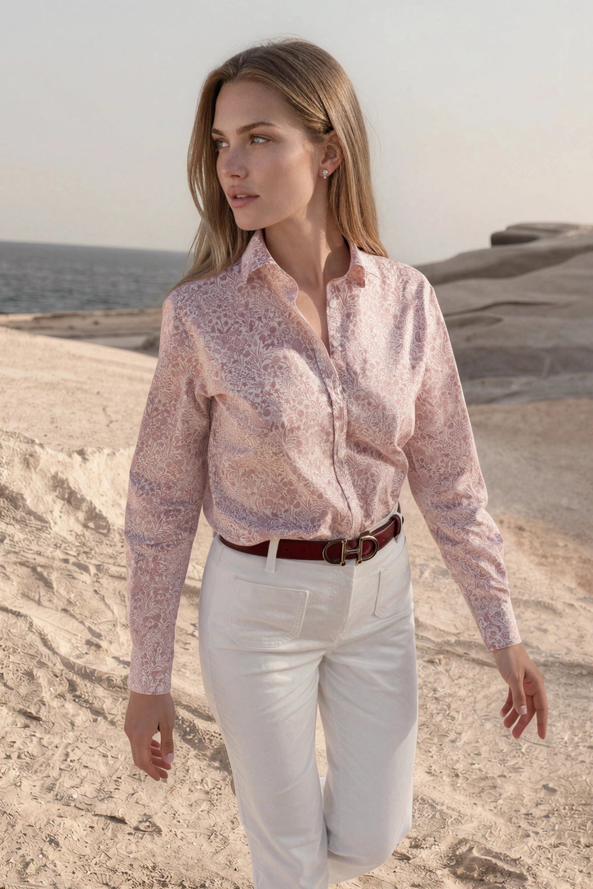 Chemisier Canelle en coton Liberty of London - Rose poudré-CHEMISIER FEMME-Curling-Paris