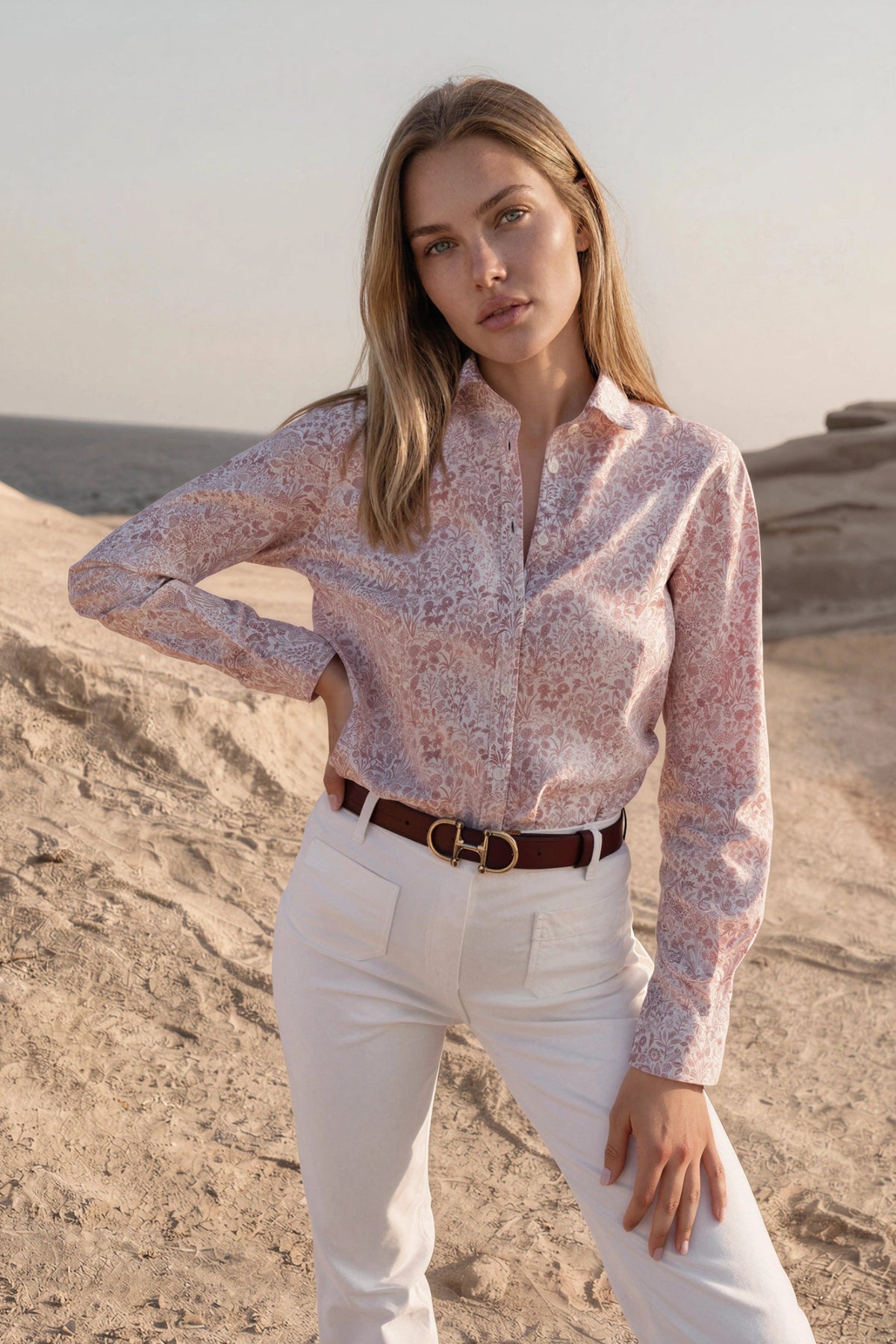 Chemisier Canelle en coton Liberty of London - Rose poudré-CHEMISIER FEMME-Curling-Paris
