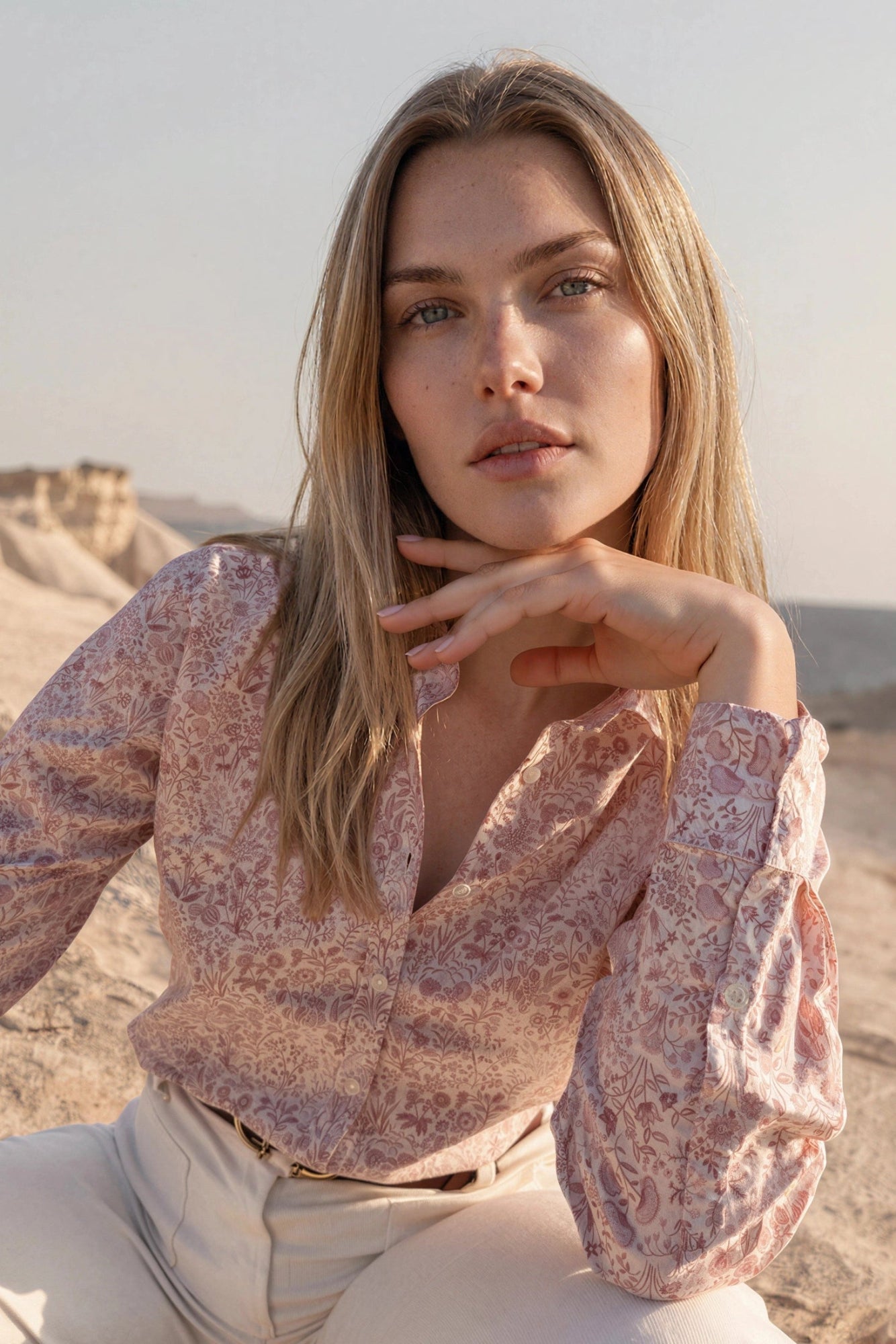 Chemisier Canelle en coton Liberty of London - Rose poudré-CHEMISIER FEMME-Curling-Paris