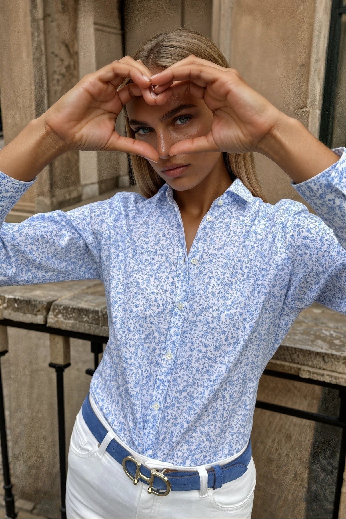 Chemisier Canelle en coton - Petite fleur bleue-CHEMISIER FEMME-Curling-Paris