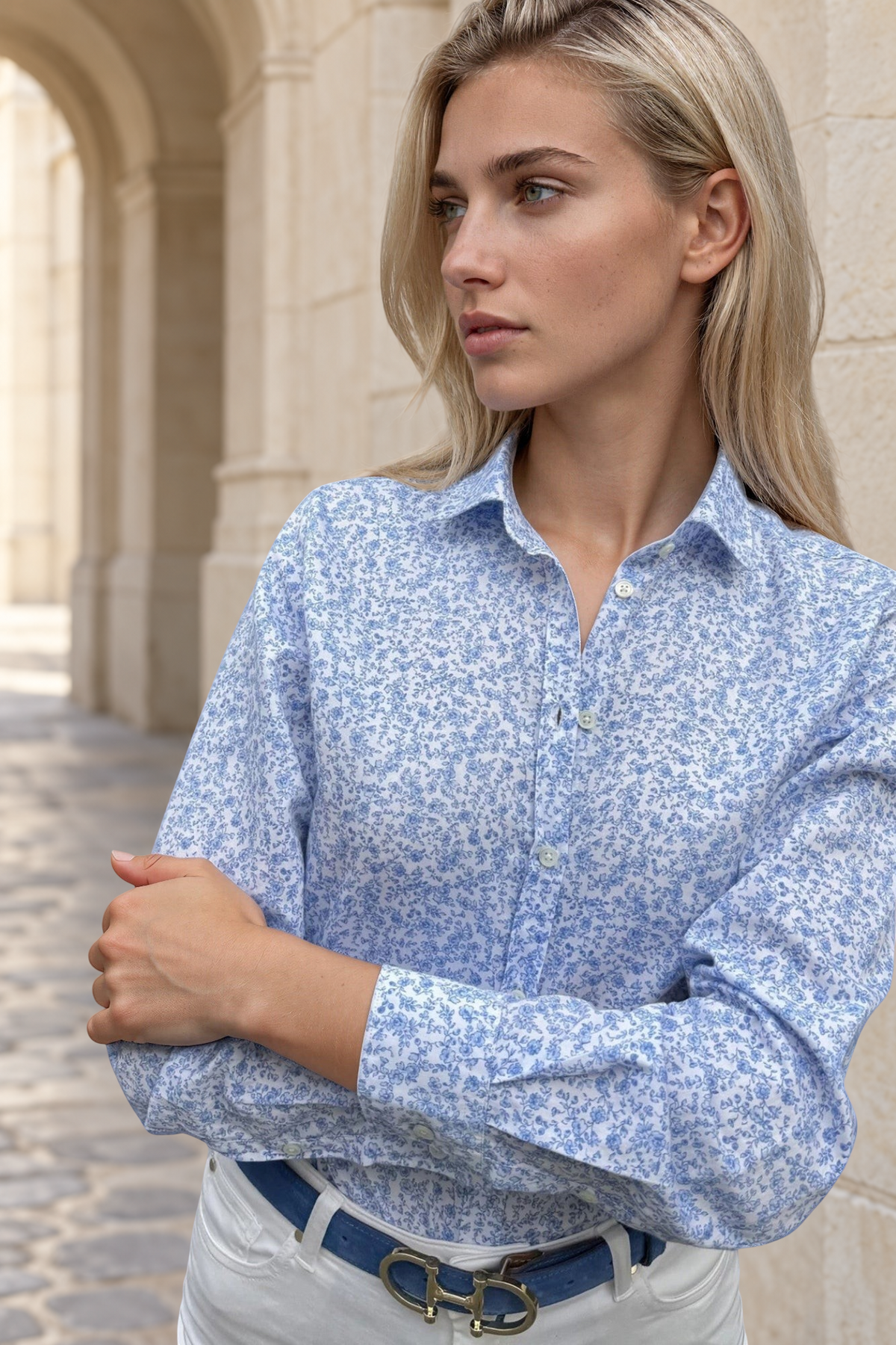 Chemisier Canelle en coton - Petite fleur bleue-CHEMISIER FEMME-Curling-Paris