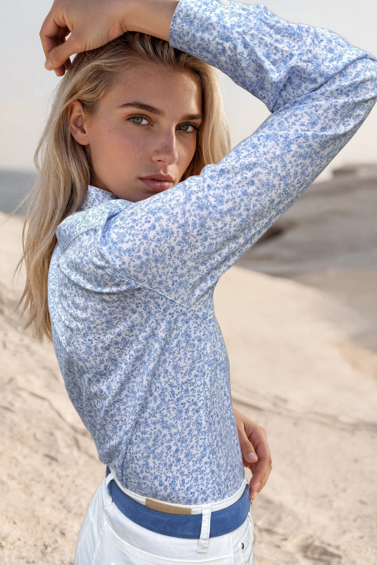 Chemisier Canelle en coton - Petite fleur bleue-CHEMISIER FEMME-Curling-Paris