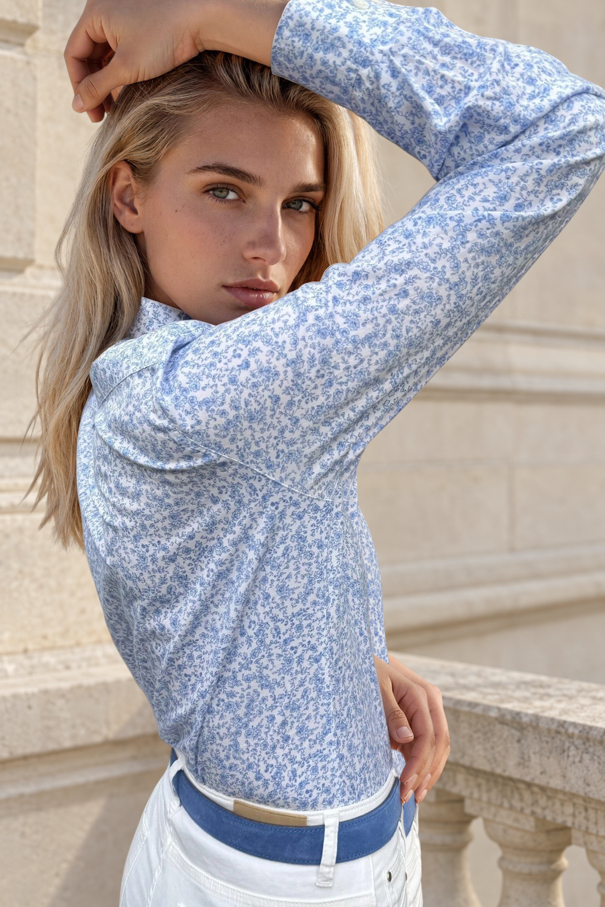 Chemisier Canelle en coton - Petite fleur bleue-CHEMISIER FEMME-Curling-Paris