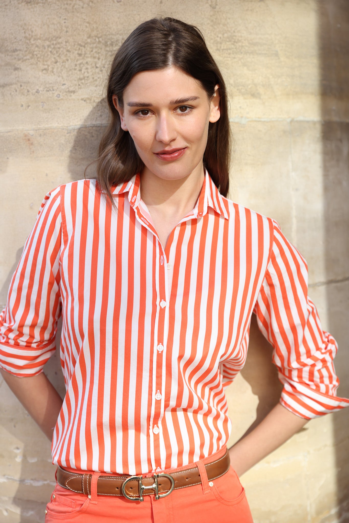 Chemisier Canelle en coton - Rayure orange-CHEMISIER FEMME-Curling-Paris