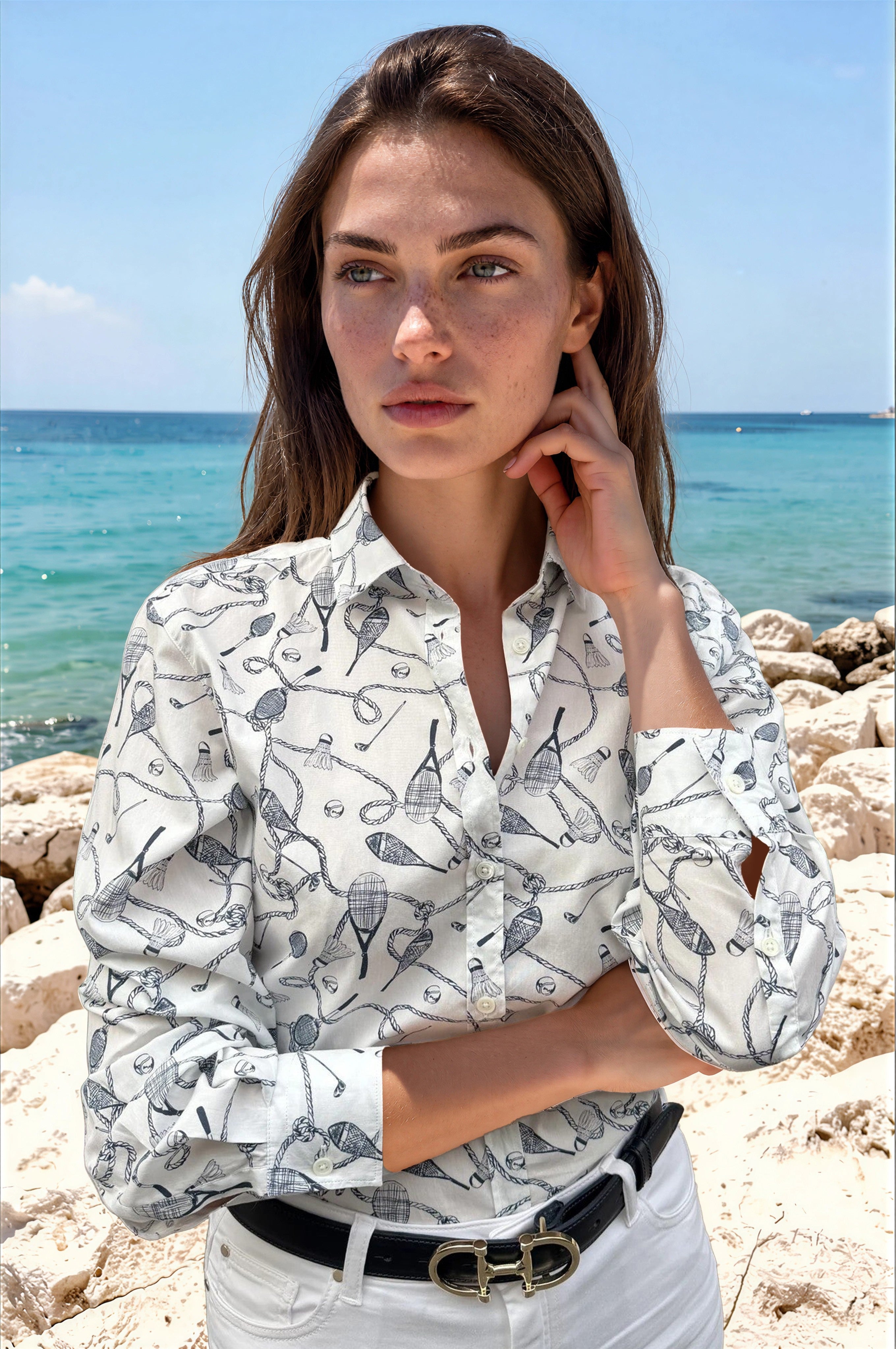 Chemisier Canelle en coton - Sport marine-CHEMISIER FEMME-Curling-Paris
