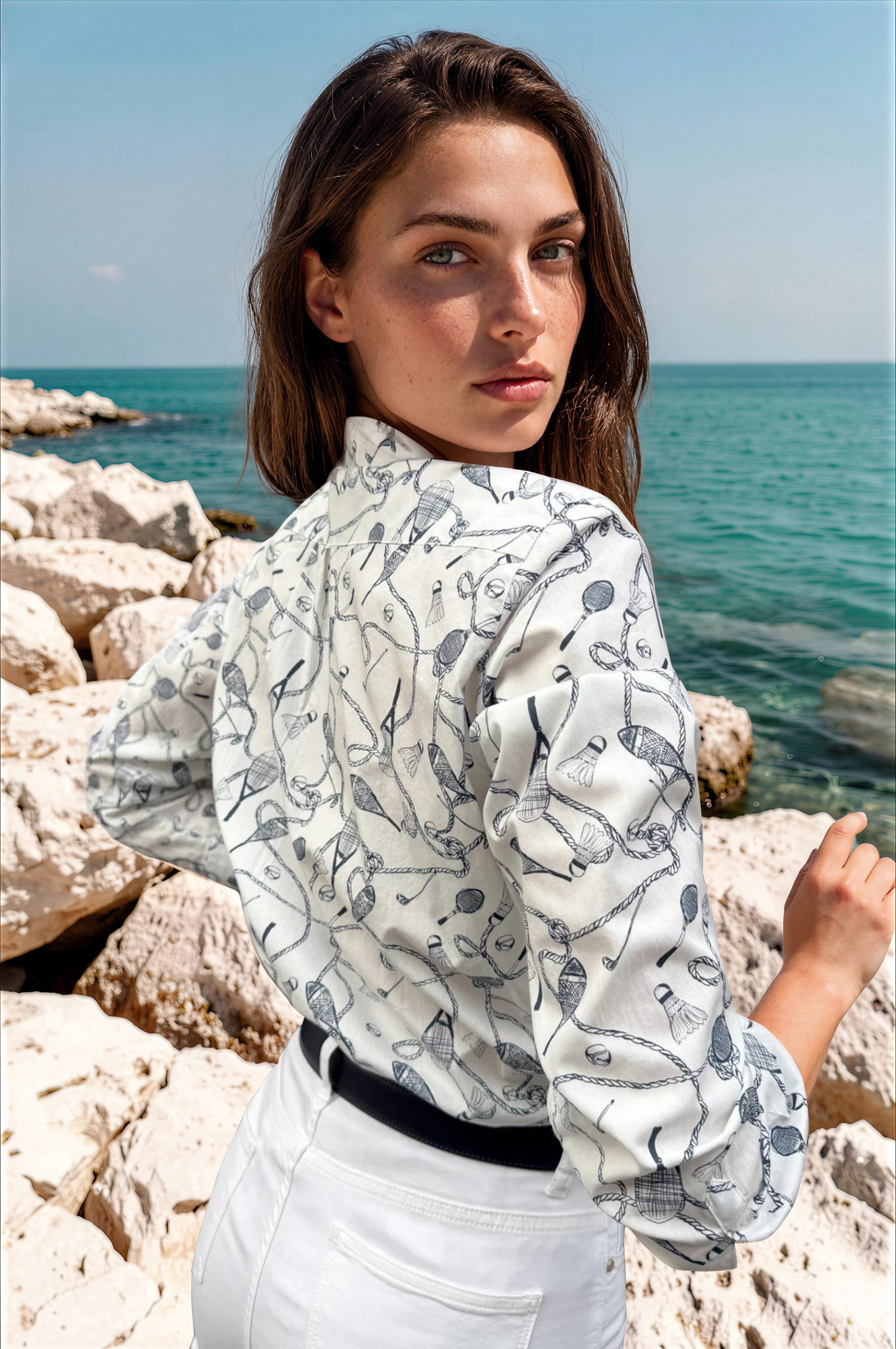 Chemisier Canelle en coton - Sport marine-CHEMISIER FEMME-Curling-Paris