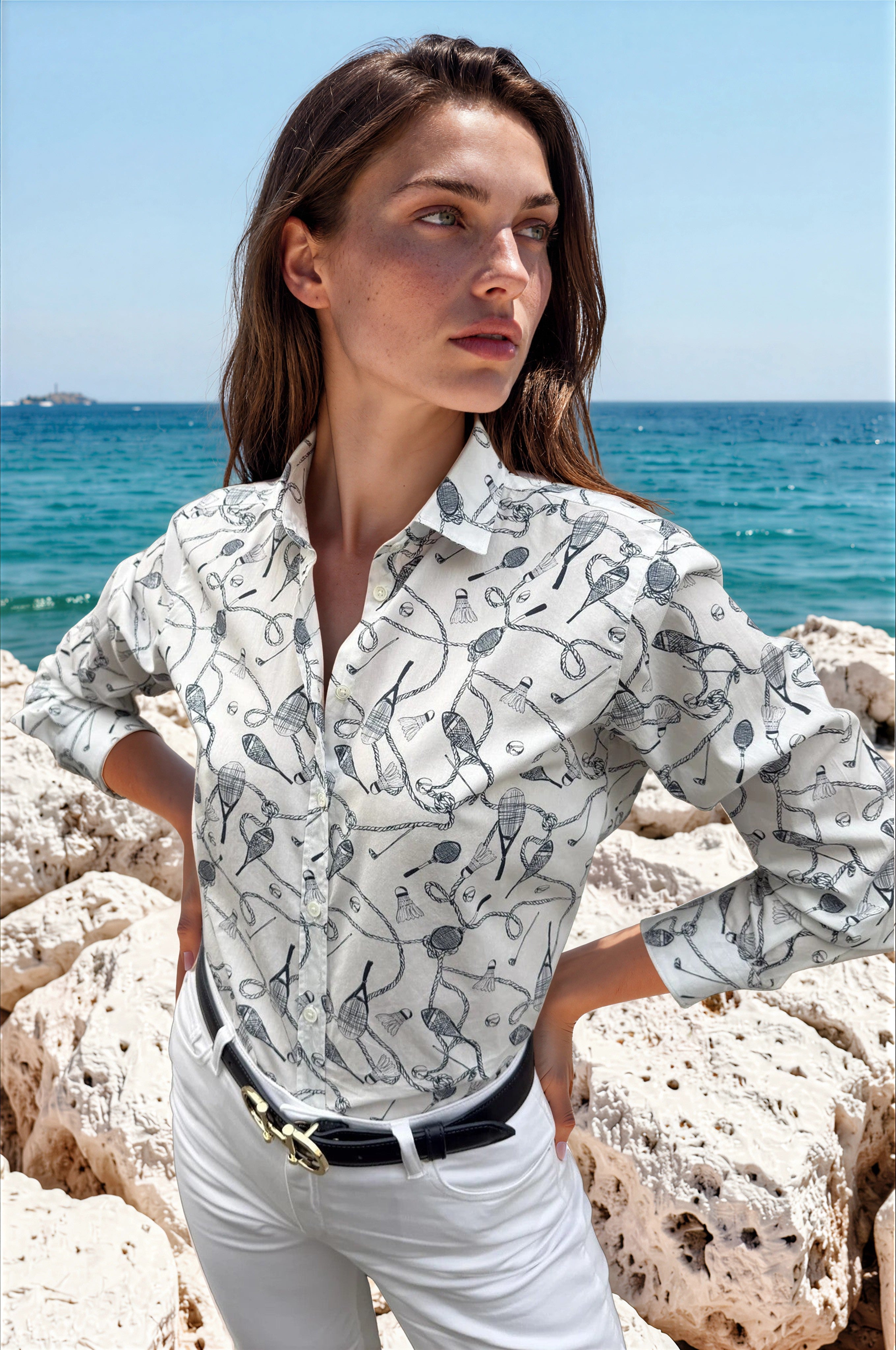 Chemisier Canelle en coton - Sport marine-CHEMISIER FEMME-Curling-Paris