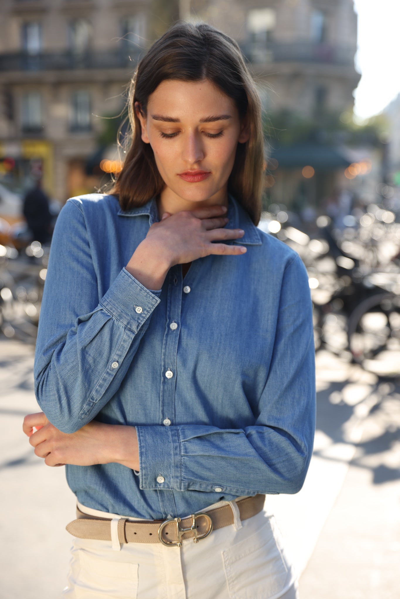 Chemisier Canelle en jeans 100% coton - Denim clair-CHEMISIER FEMME-Curling-Paris