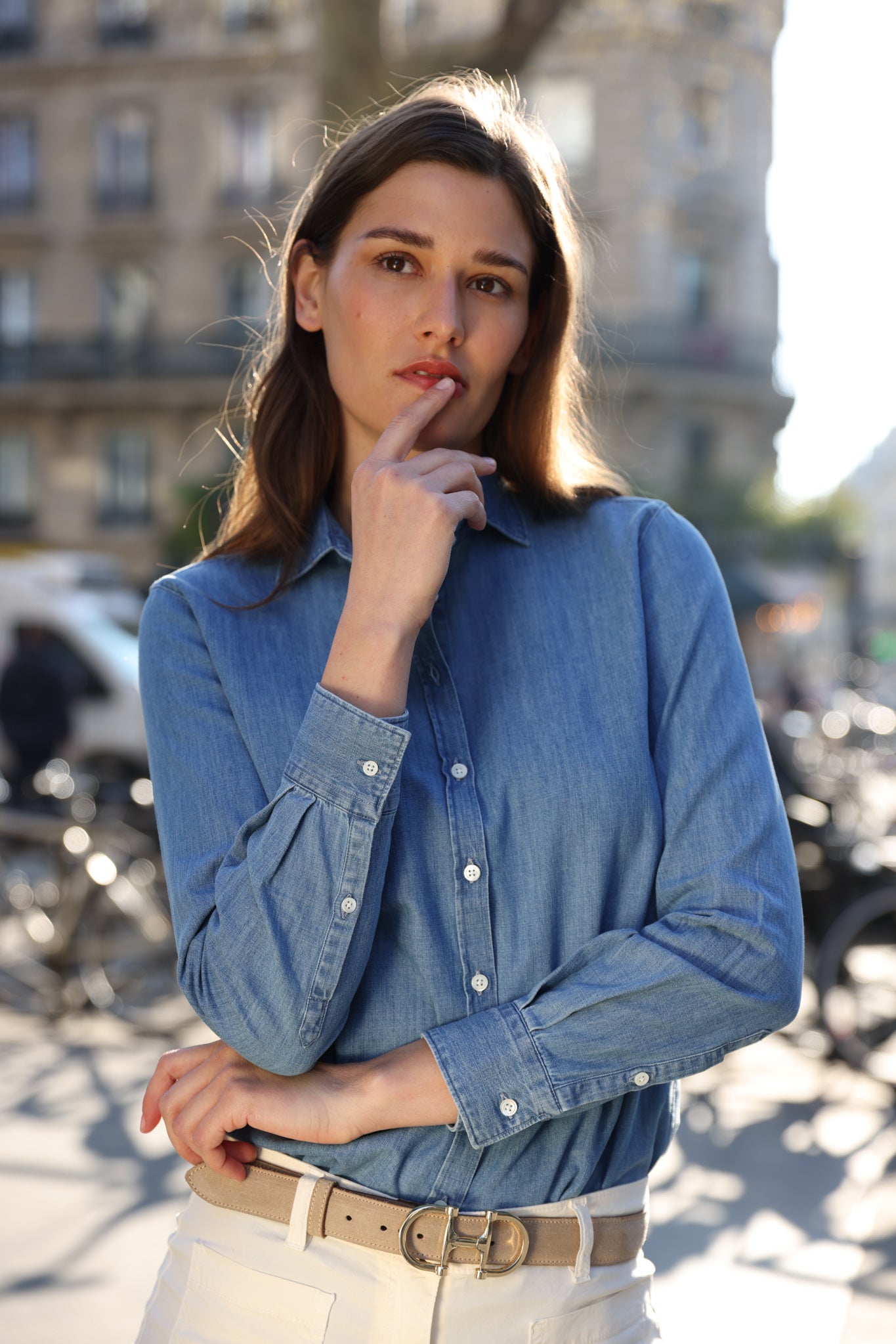 Chemisier Canelle en jeans 100% coton - Denim clair-CHEMISIER FEMME-Curling-Paris