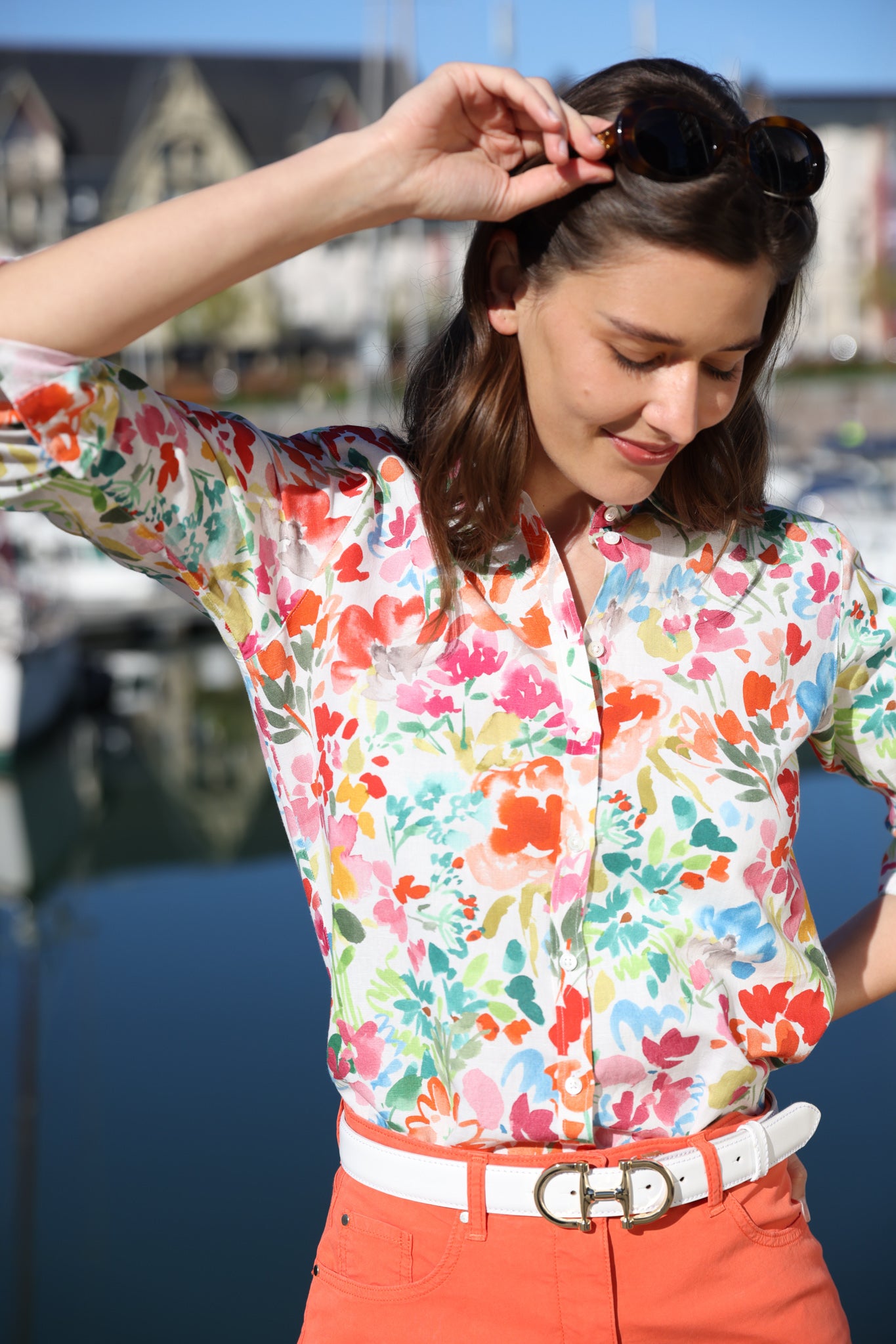 Chemisier Canelle en lin et coton - Fleurs d'été-CHEMISIER FEMME-Curling-Paris