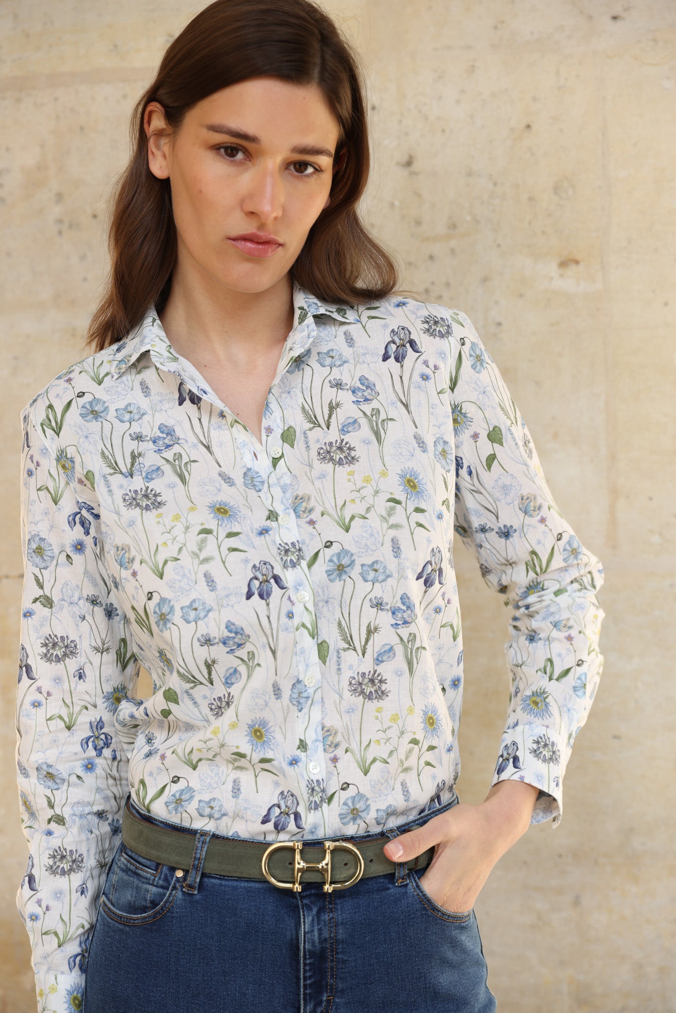 Chemisier Canelle en lin et coton Liberty of London - Herbier-CHEMISIER FEMME-Curling-Paris