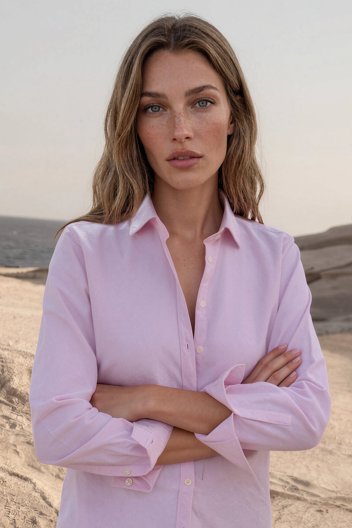 Chemisier Canelle en oxford de coton flanellisé - Rose-CHEMISIER FEMME-Curling-Paris