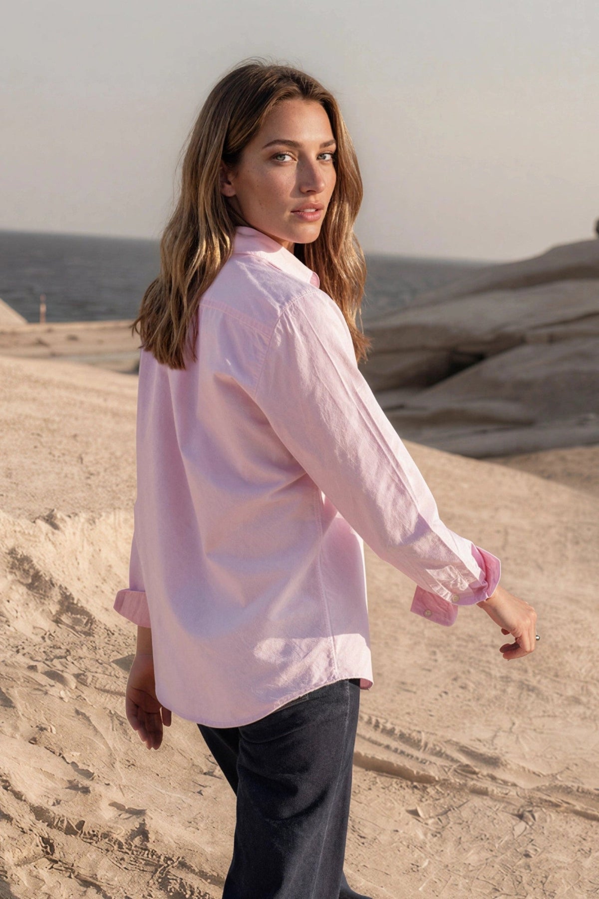 Chemisier Canelle en oxford de coton flanellisé - Rose-CHEMISIER FEMME-Curling-Paris
