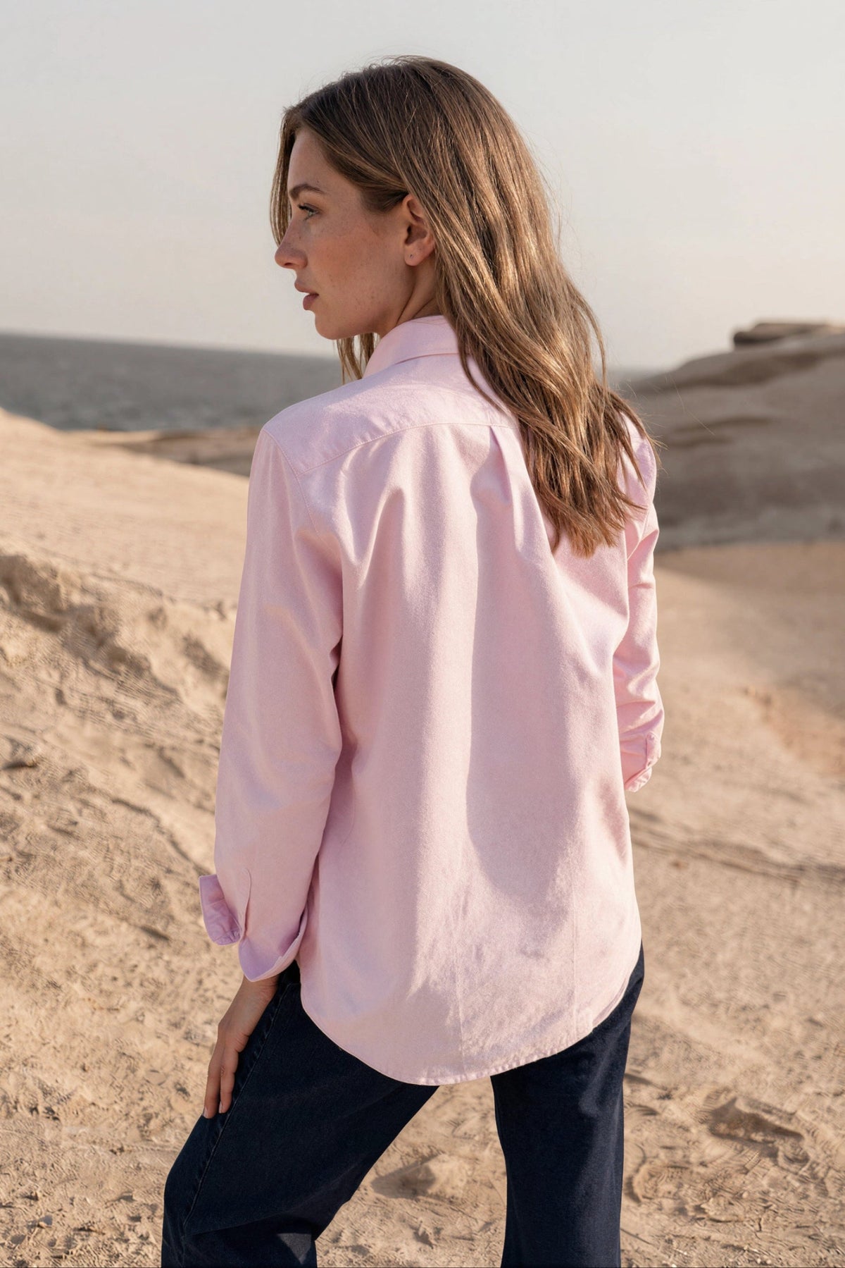 Chemisier Canelle en oxford de coton flanellisé - Rose-CHEMISIER FEMME-Curling-Paris