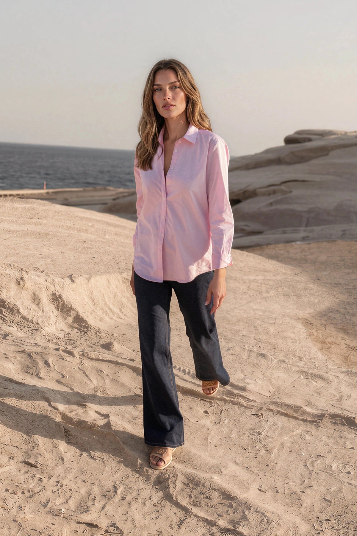 Chemisier Canelle en oxford de coton flanellisé - Rose-CHEMISIER FEMME-Curling-Paris