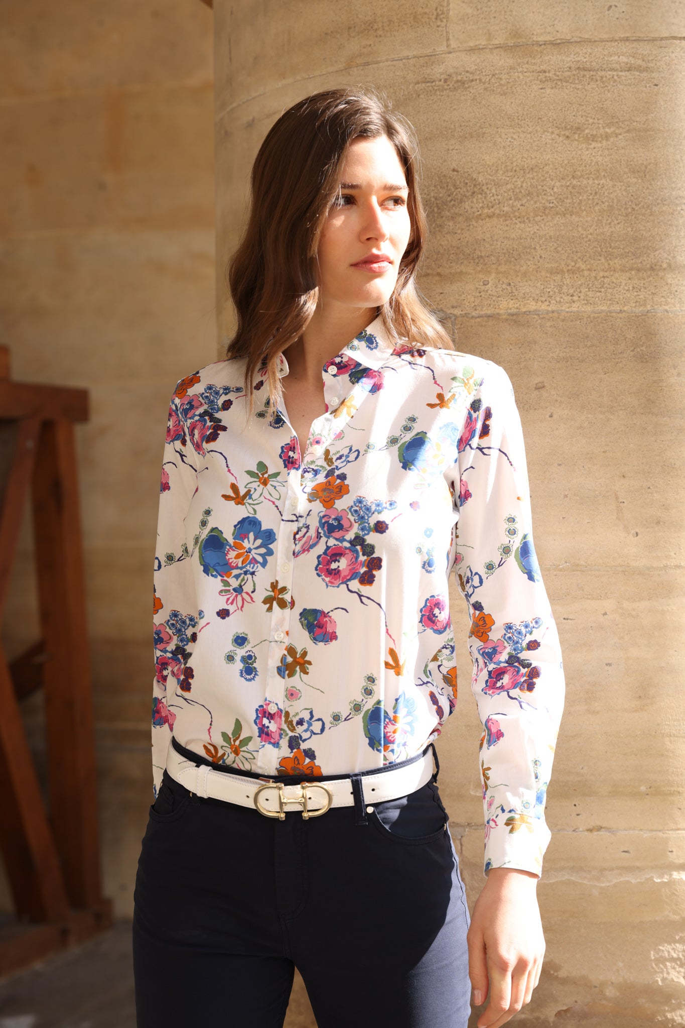 Chemisier Canelle en popeline de coton - Fleurs-CHEMISIER FEMME-Curling-Paris