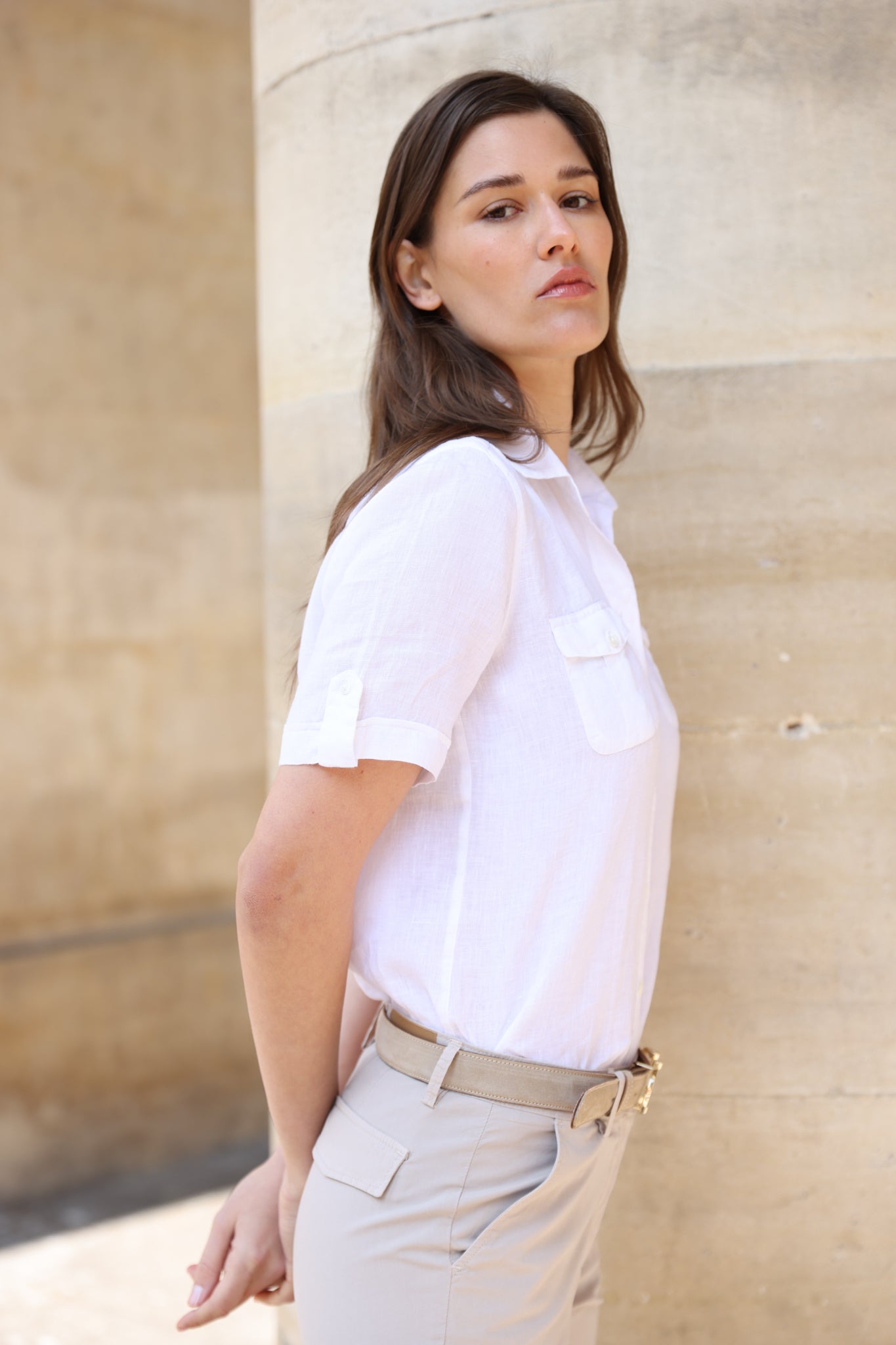 Chemisier Charlotte 100% lin - Blanc-CHEMISIER FEMME-Curling-Paris