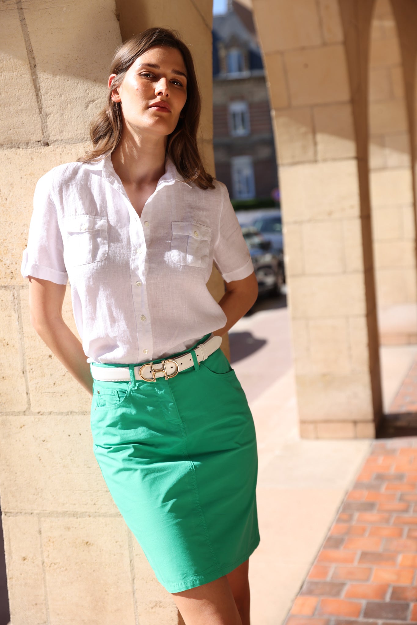 Chemisier Charlotte 100% lin - Blanc-CHEMISIER FEMME-Curling-Paris