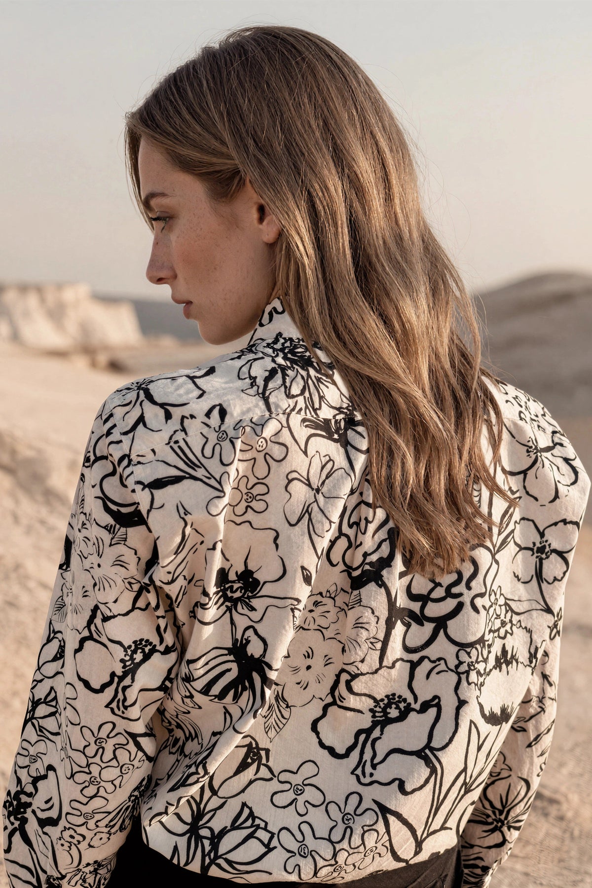 Chemisier Clémence en coton Liberty of London - Ecru et noir-CHEMISIER FEMME-Curling-Paris