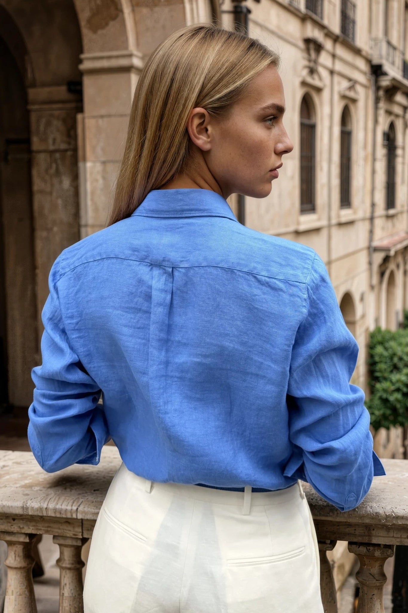 Chemisier Clemence en lin - Bleu azur-CHEMISIER FEMME-Curling-Paris