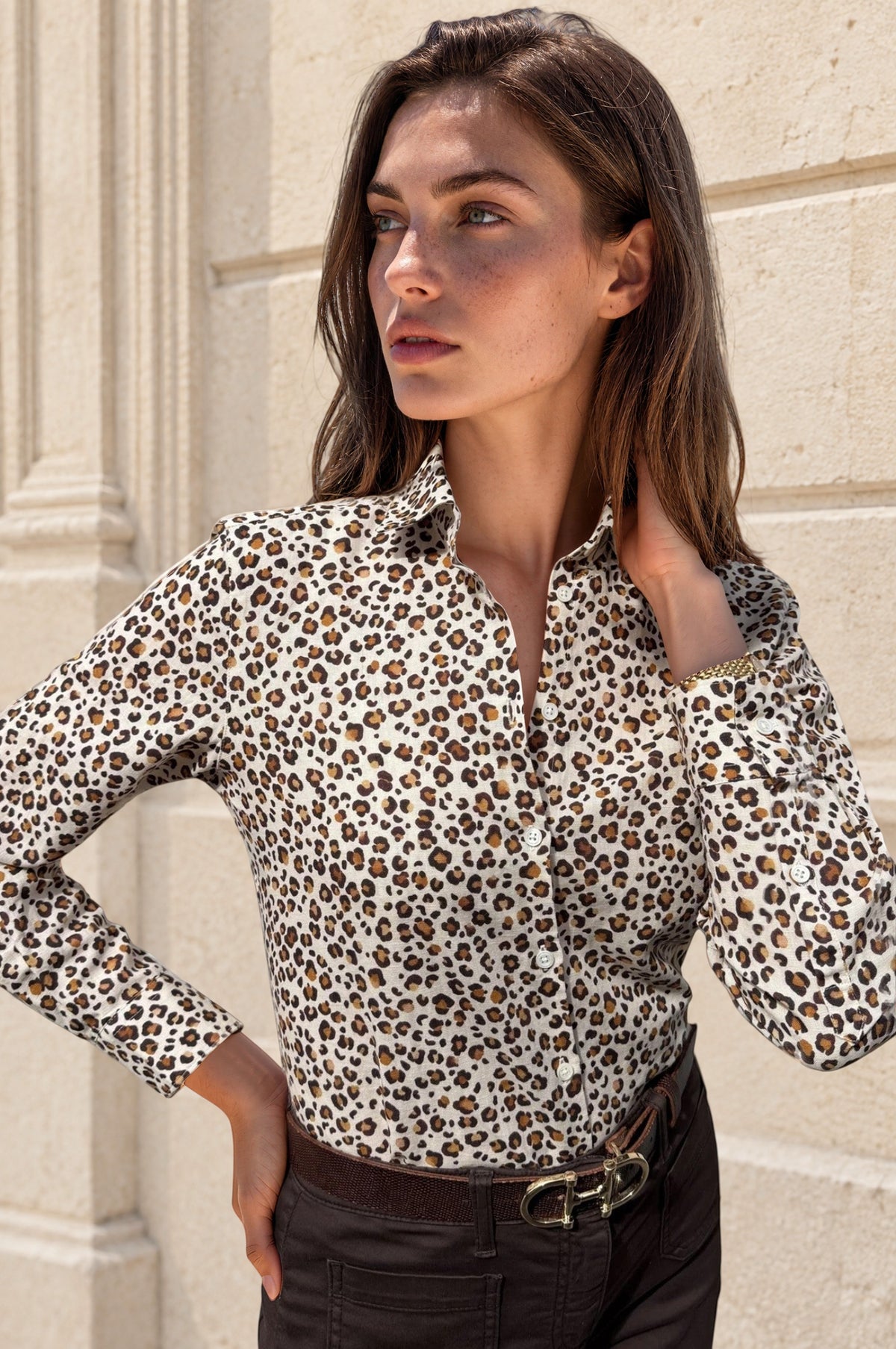 Chemisier Clémence en lin et coton - Leopard-CHEMISIER FEMME-Curling-Paris