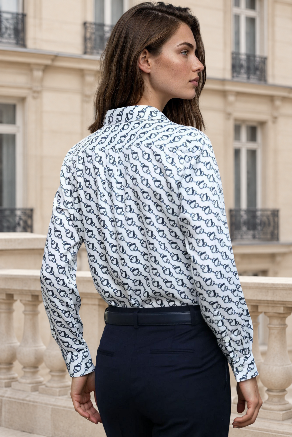 Chemisier Clémence imprimé soyeux – Etrier Bleu-CHEMISIER FEMME-Curling-Paris