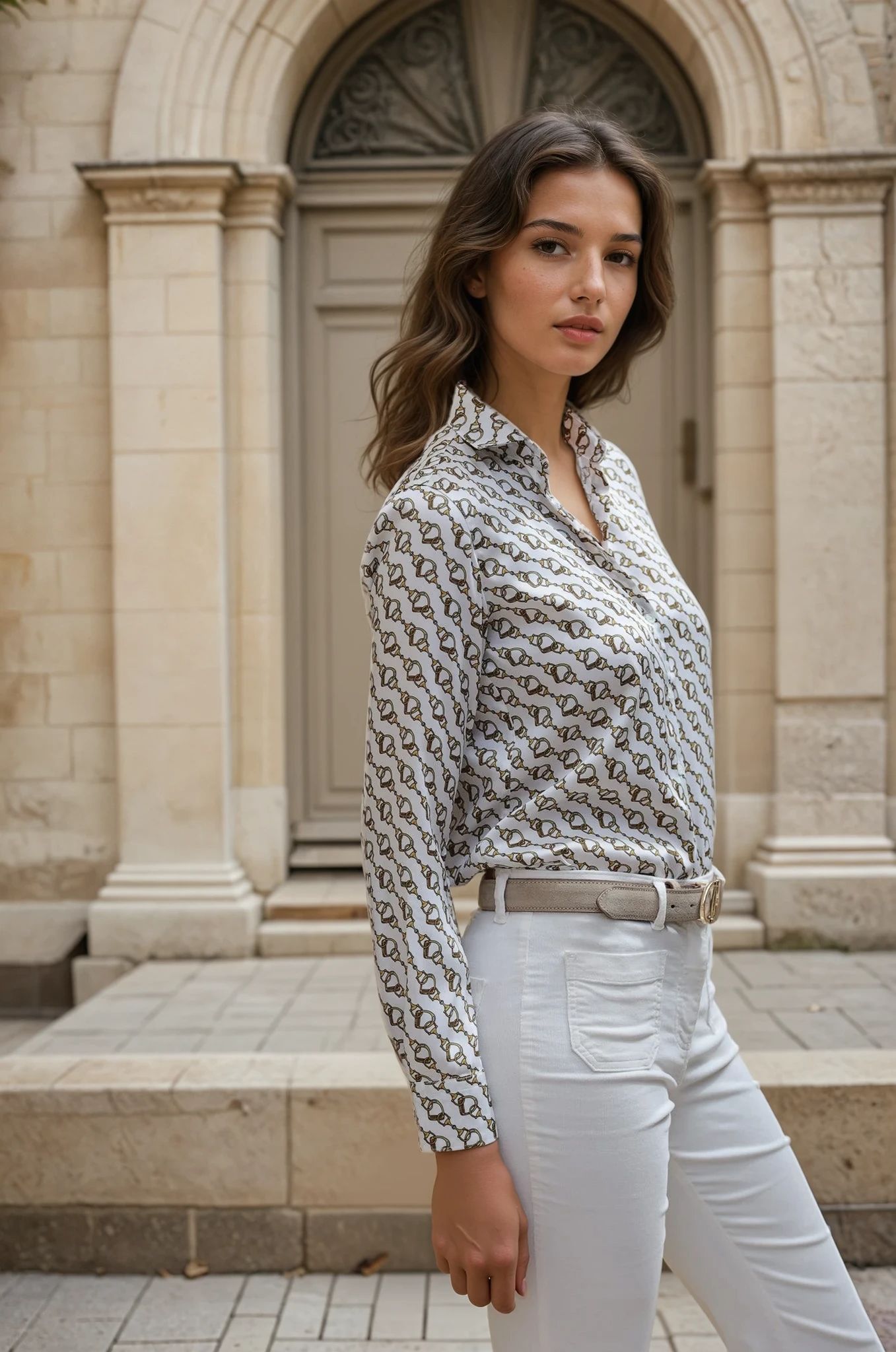 Chemisier Clémence imprimé soyeux - Etrier or-CHEMISIER FEMME-Curling-Paris