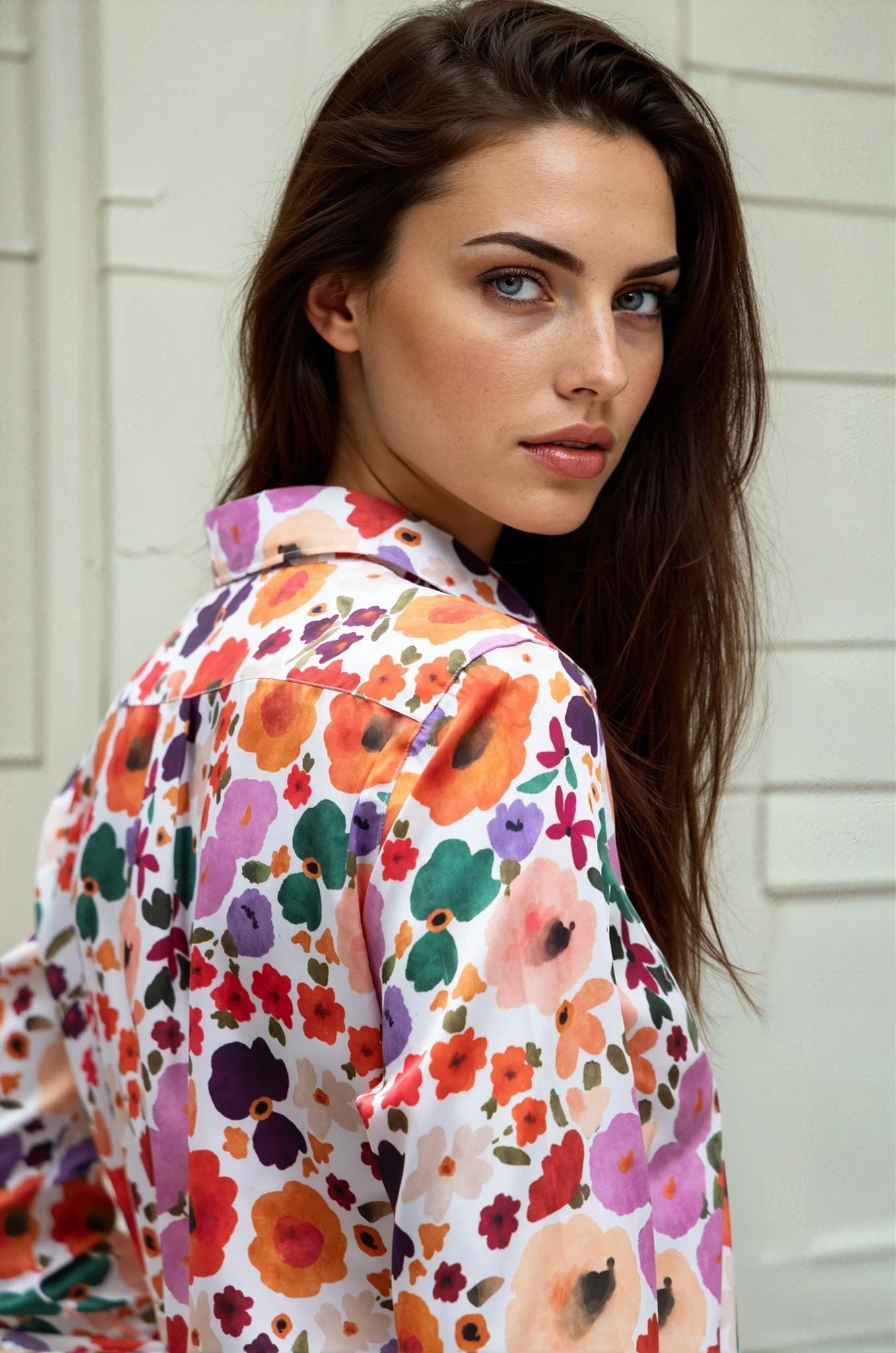 Chemisier Clémence imprimé soyeux – Fleurs Multi-CHEMISIER FEMME-Curling-Paris