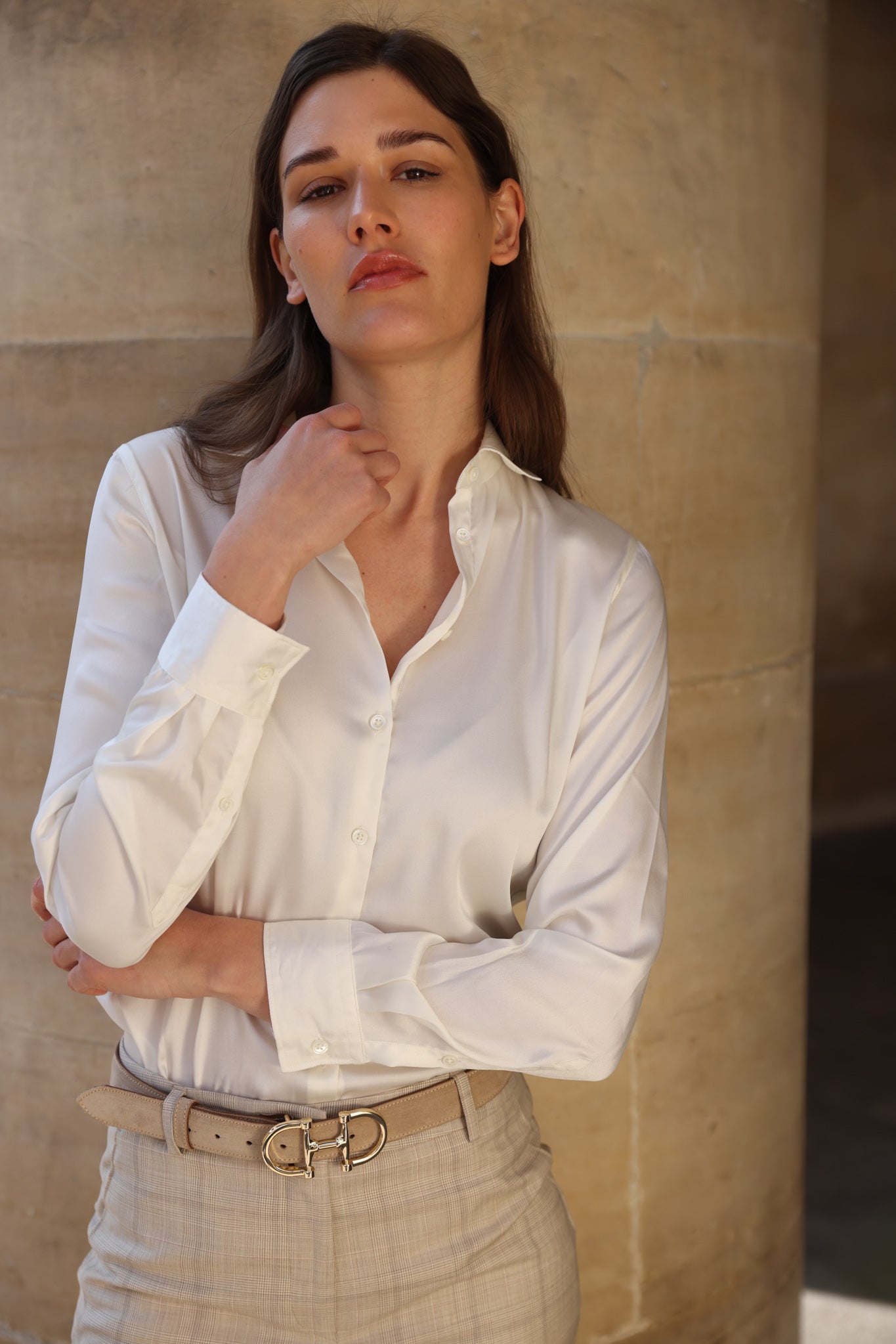 Chemisier Clemence soyeux - écru-CHEMISIER FEMME-Curling-Paris