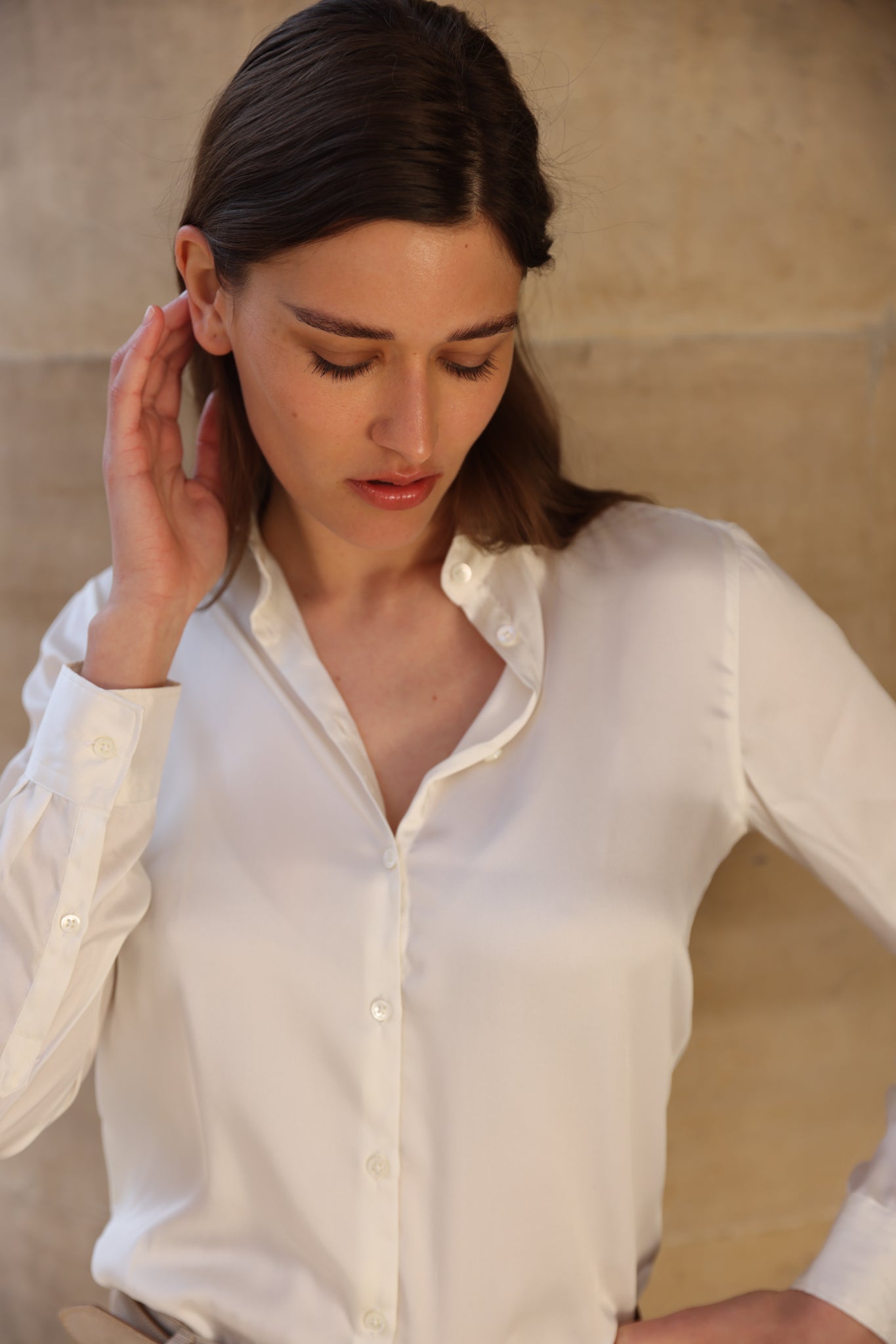 Chemisier Clemence soyeux - écru-CHEMISIER FEMME-Curling-Paris