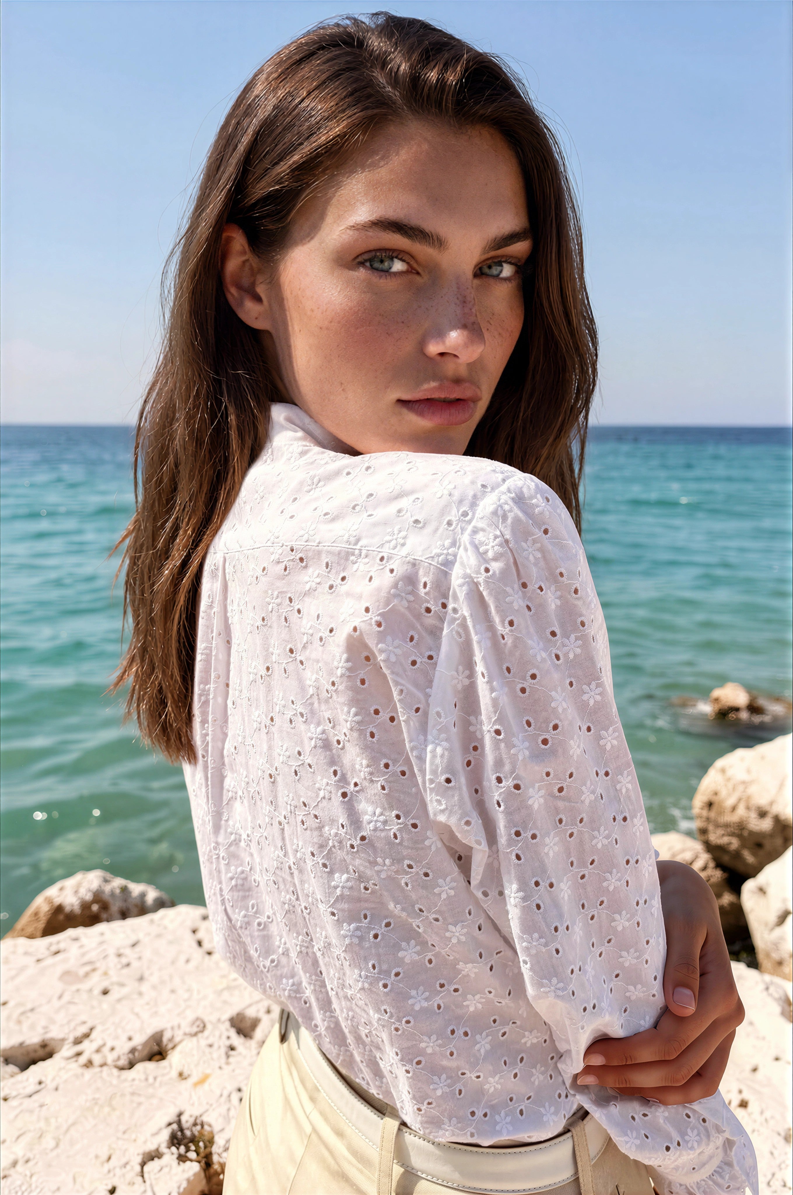 Chemisier Deva en coton - Dentelle blanche-CHEMISIER FEMME-Curling-Paris