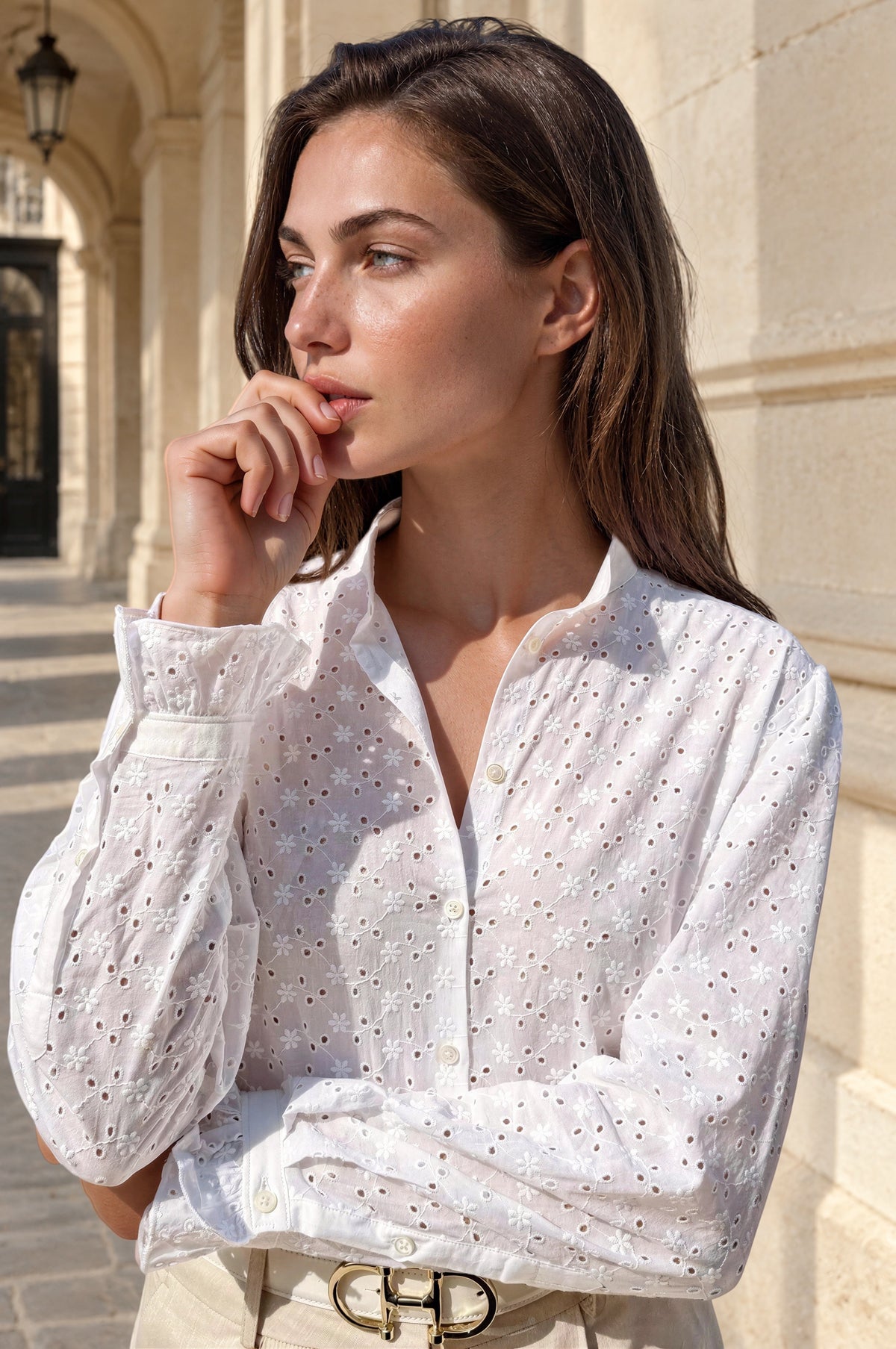 Chemisier Deva en coton - Dentelle blanche-CHEMISIER FEMME-Curling-Paris