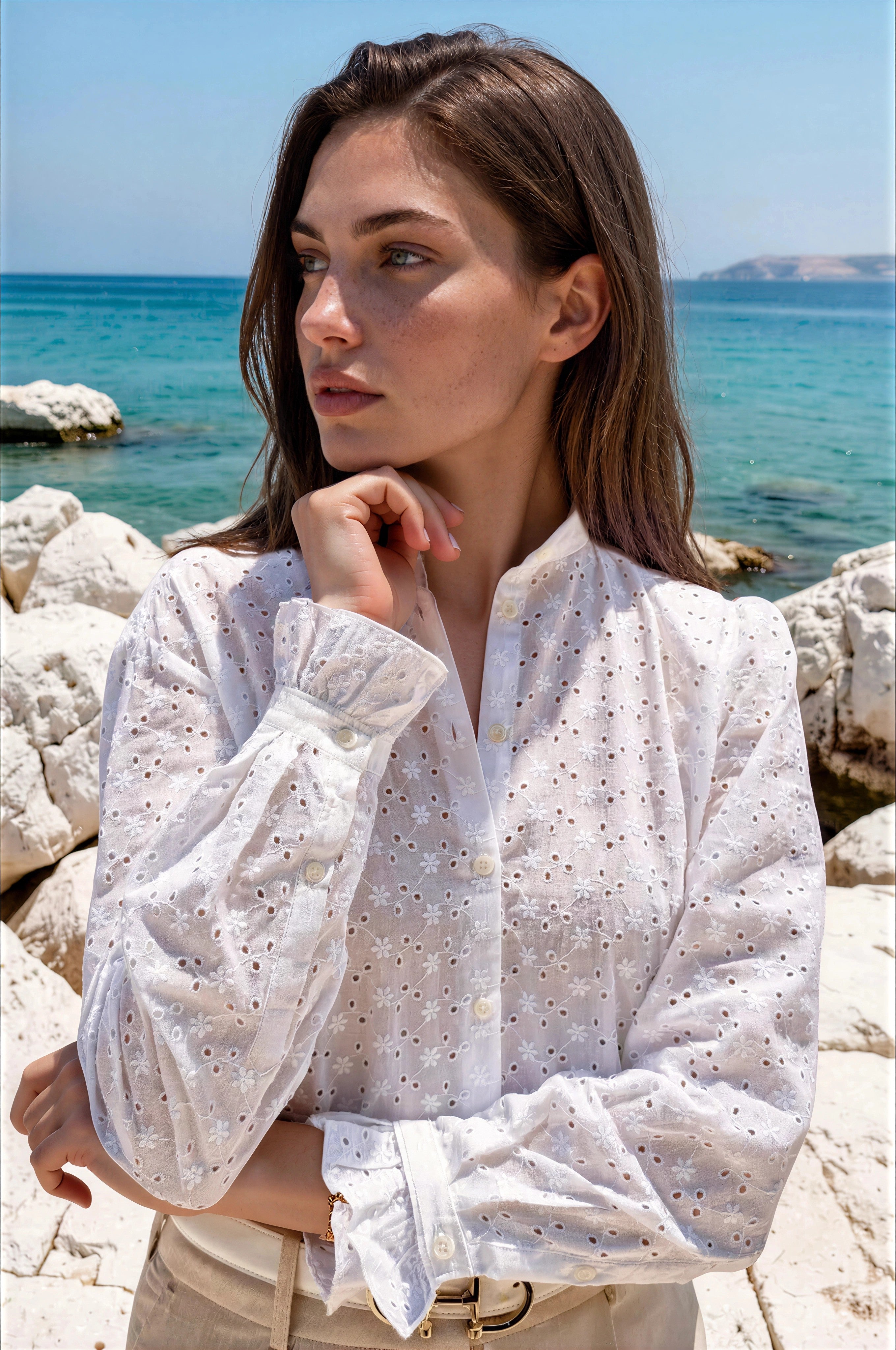 Chemisier Deva en coton - Dentelle blanche-CHEMISIER FEMME-Curling-Paris