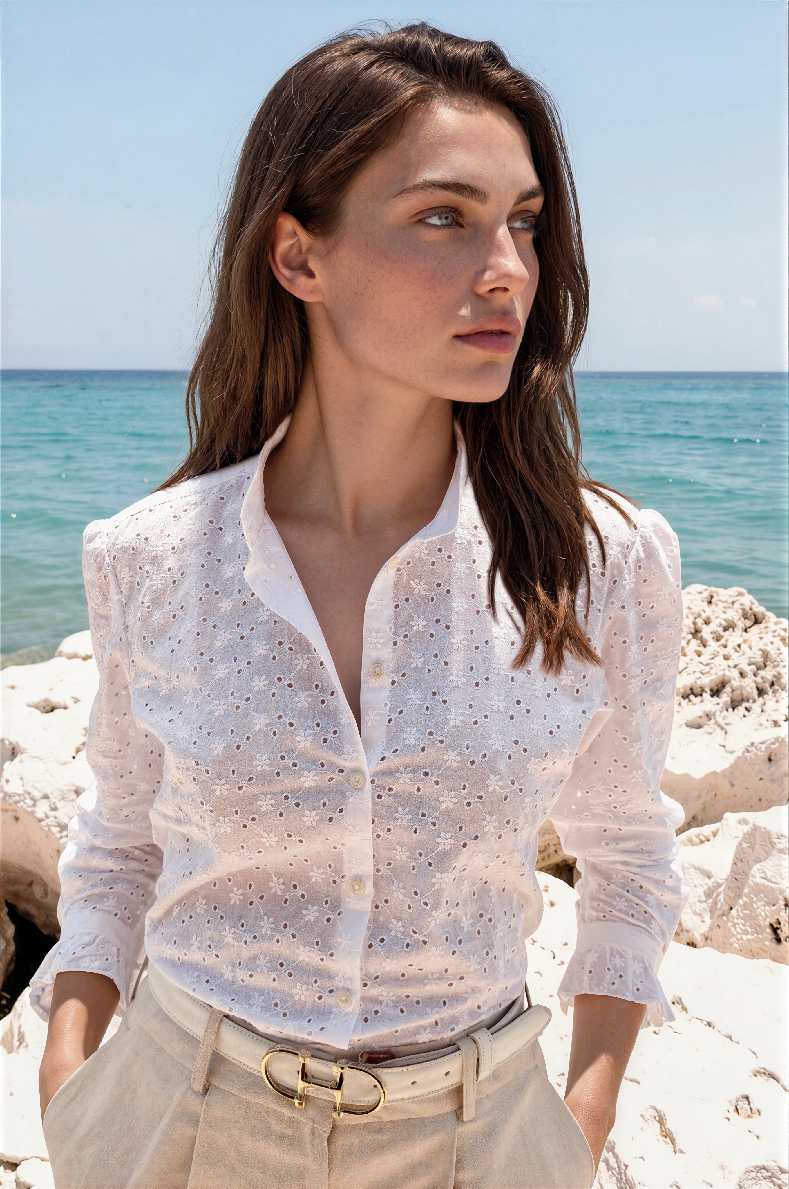 Chemisier Deva en coton - Dentelle blanche-CHEMISIER FEMME-Curling-Paris