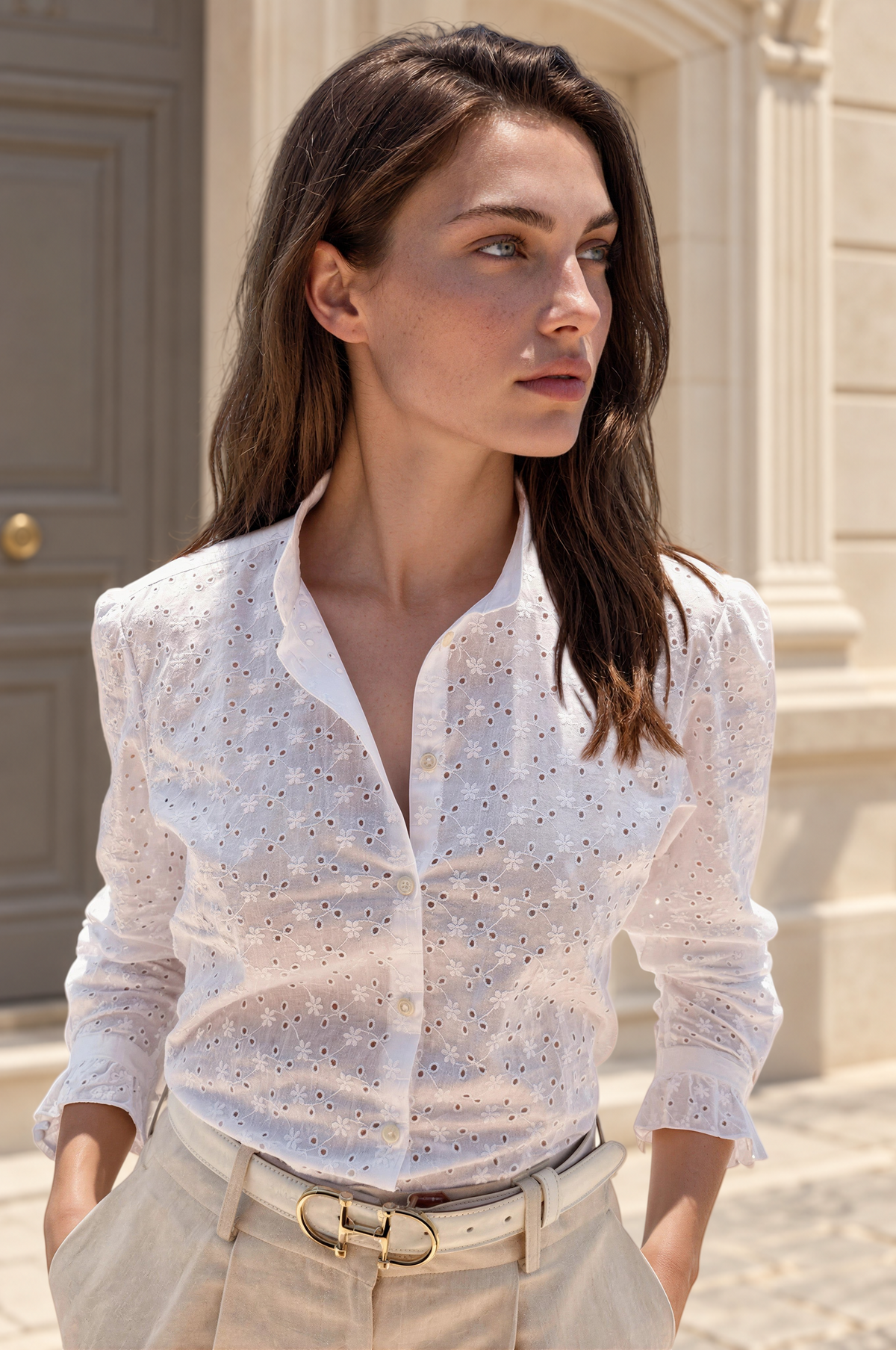 Chemisier Deva en coton - Dentelle blanche-CHEMISIER FEMME-Curling-Paris
