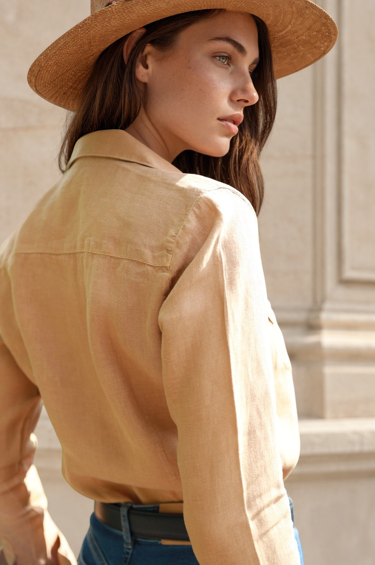 Chemisier Flore en Lin - Caramel-CHEMISIER FEMME-Curling-Paris