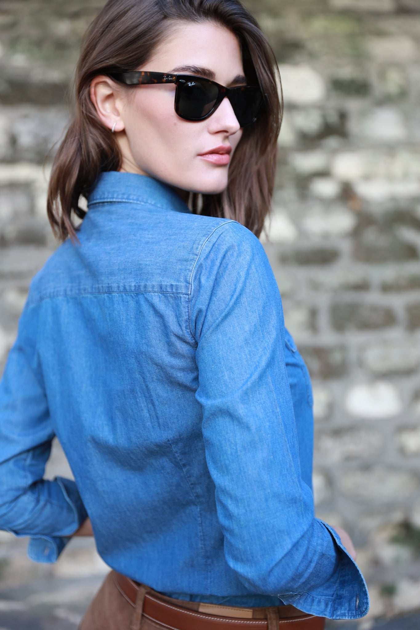 Chemisier Flore en jeans - Bleu moyen-CHEMISIER FEMME-Curling-Paris