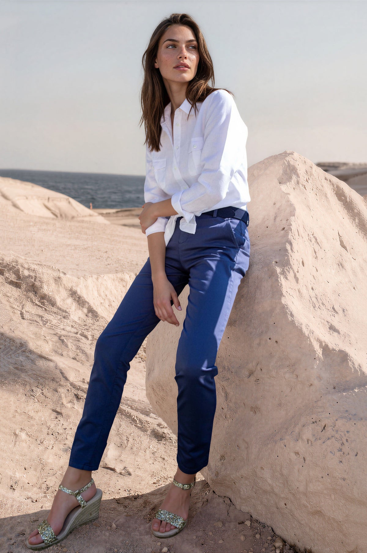 Chemisier Flore en lin - blanc-CHEMISIER FEMME-Curling-Paris