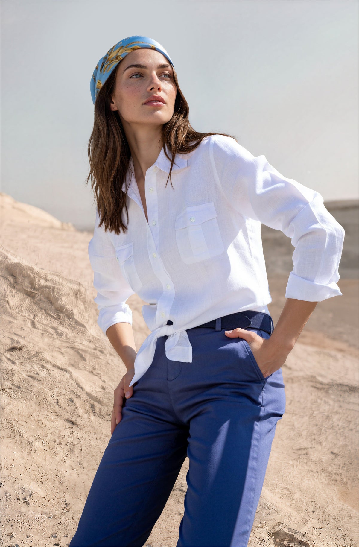 Chemisier Flore en lin - blanc-CHEMISIER FEMME-Curling-Paris