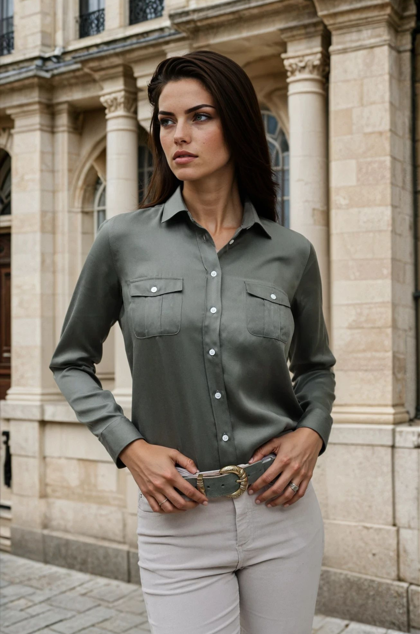 Chemisier Flore en tencel - Kaki-CHEMISIER FEMME-Curling-Paris