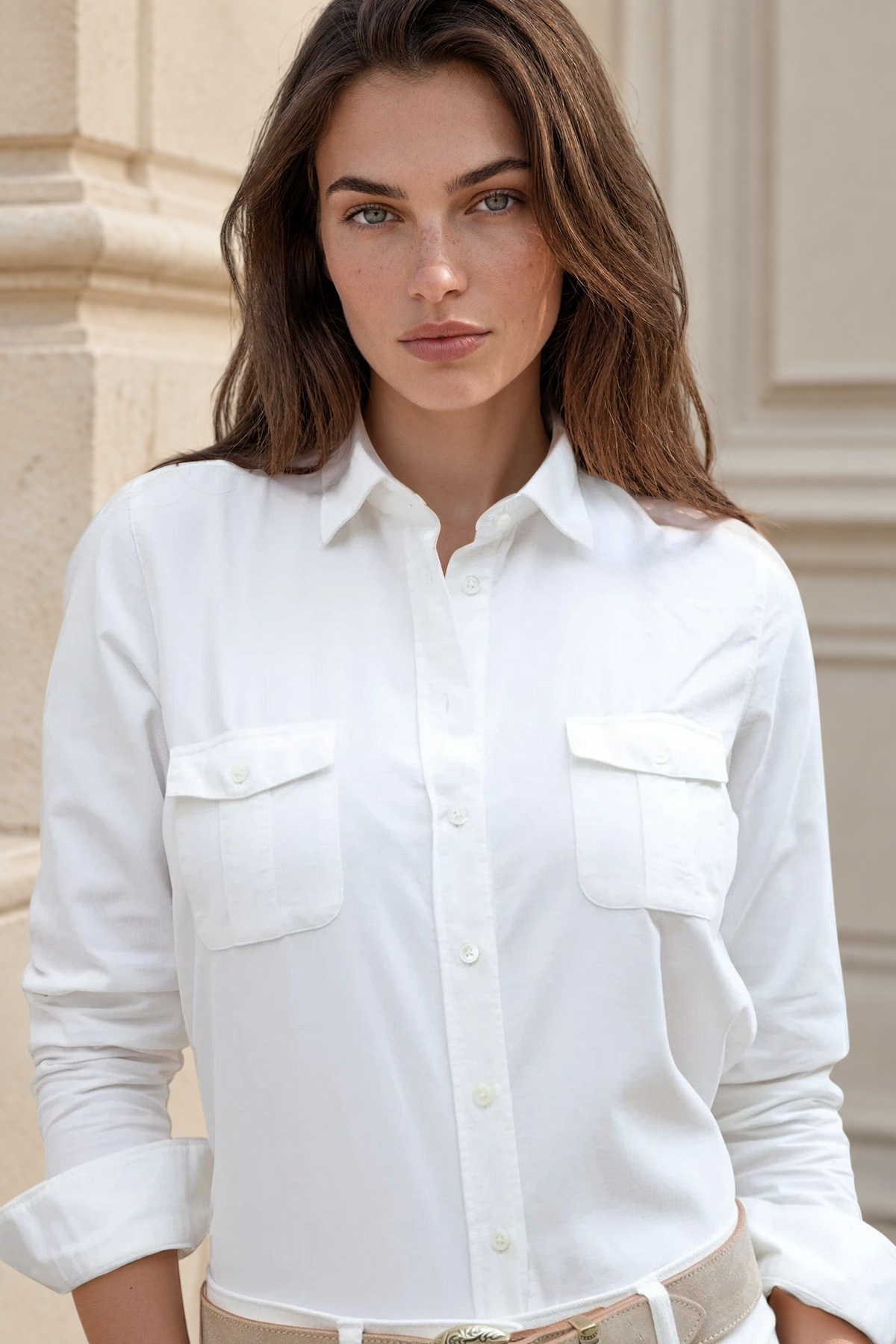 Chemisier Flore en velours milleraies - Ecru-CHEMISIER FEMME-Curling-Paris