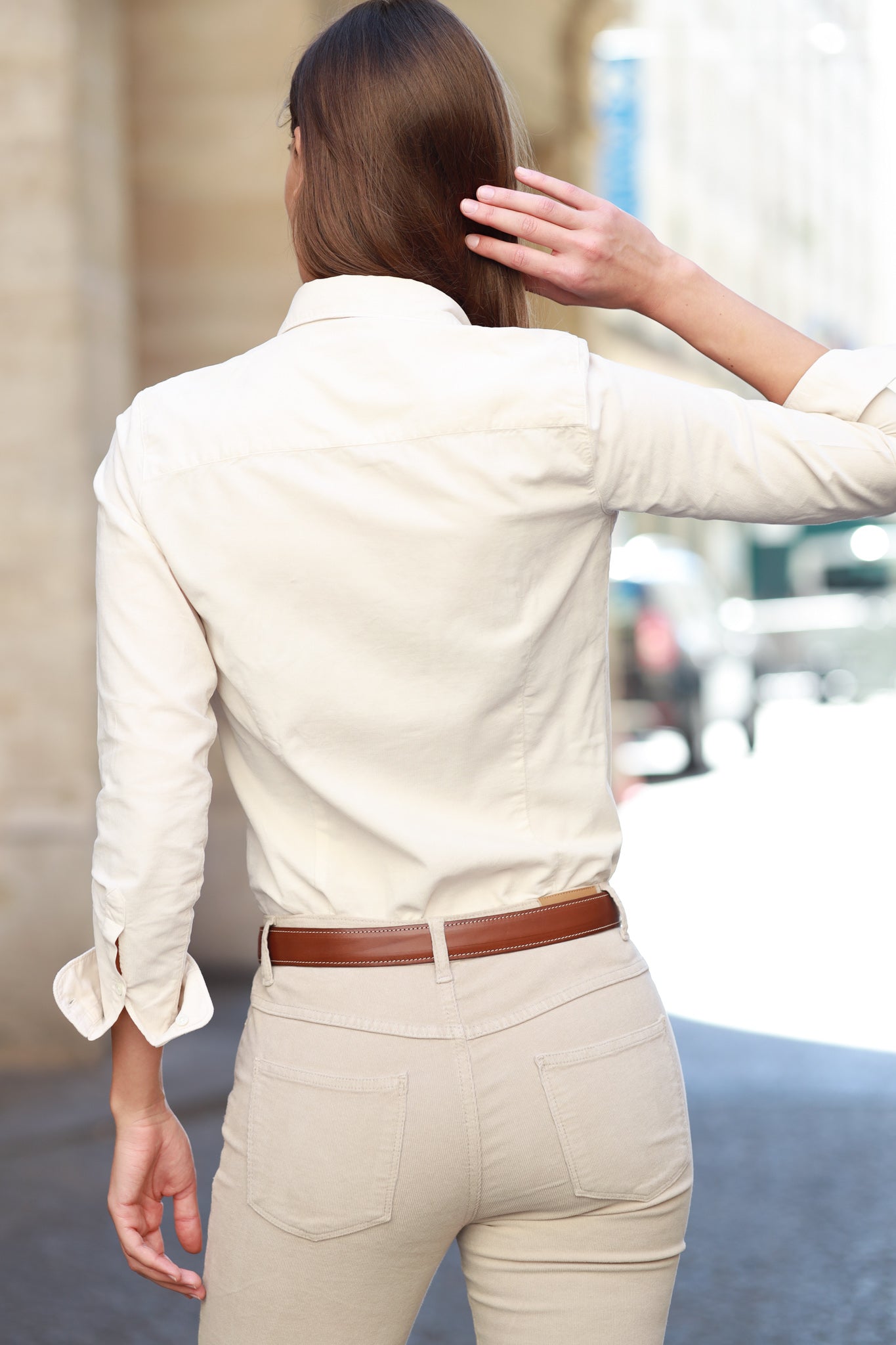 Chemisier Flore en velours milleraies - Ecru-CHEMISIER FEMME-Curling-Paris
