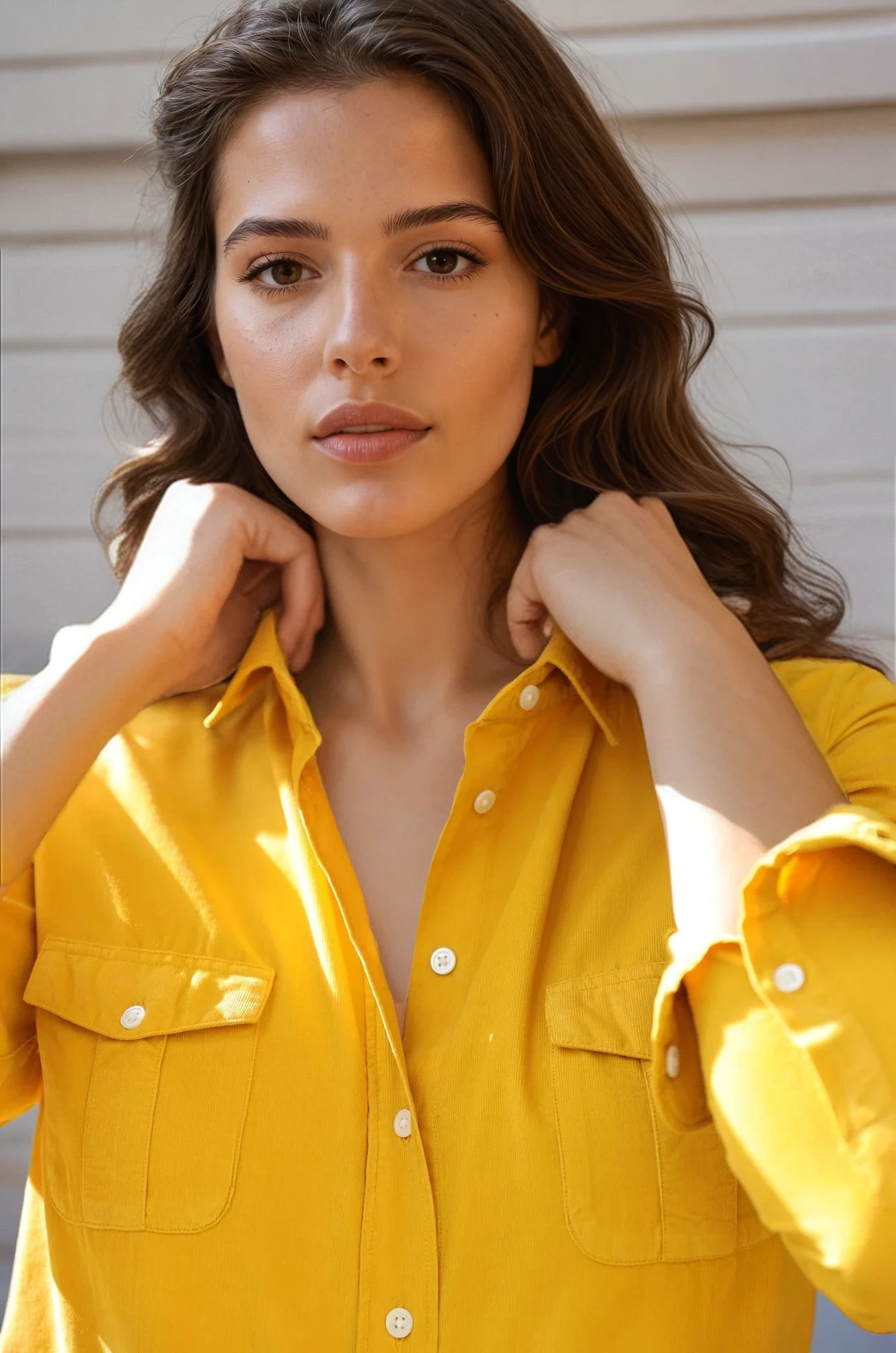 Chemisier Flore en velours milleraies - Jaune