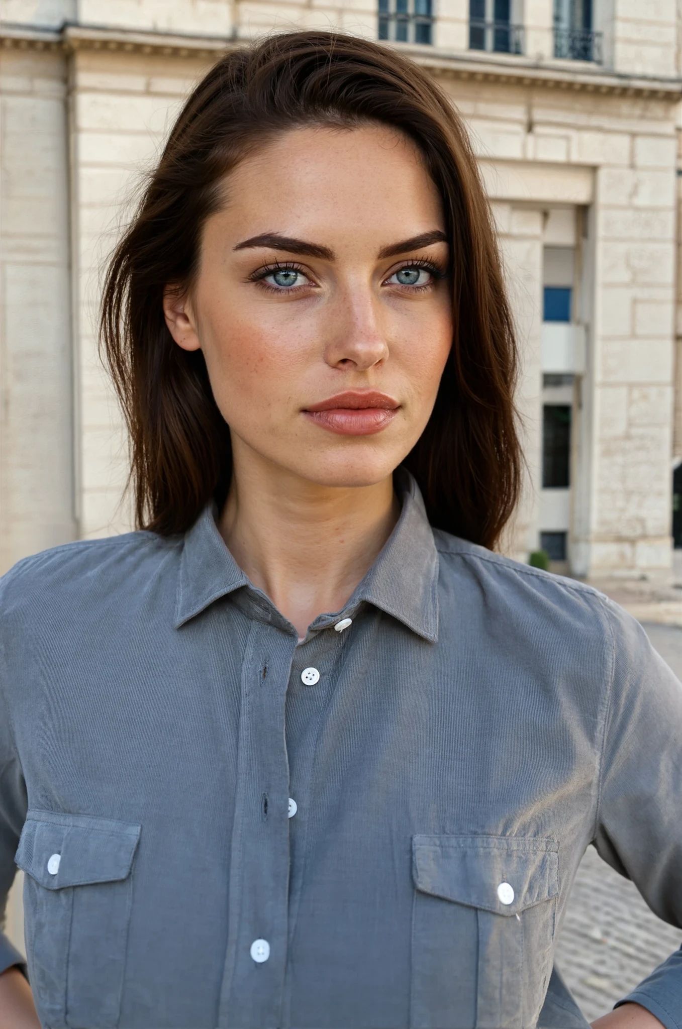 Chemisier Flore en velours milleraies - Kaki-CHEMISIER FEMME-Curling-Paris