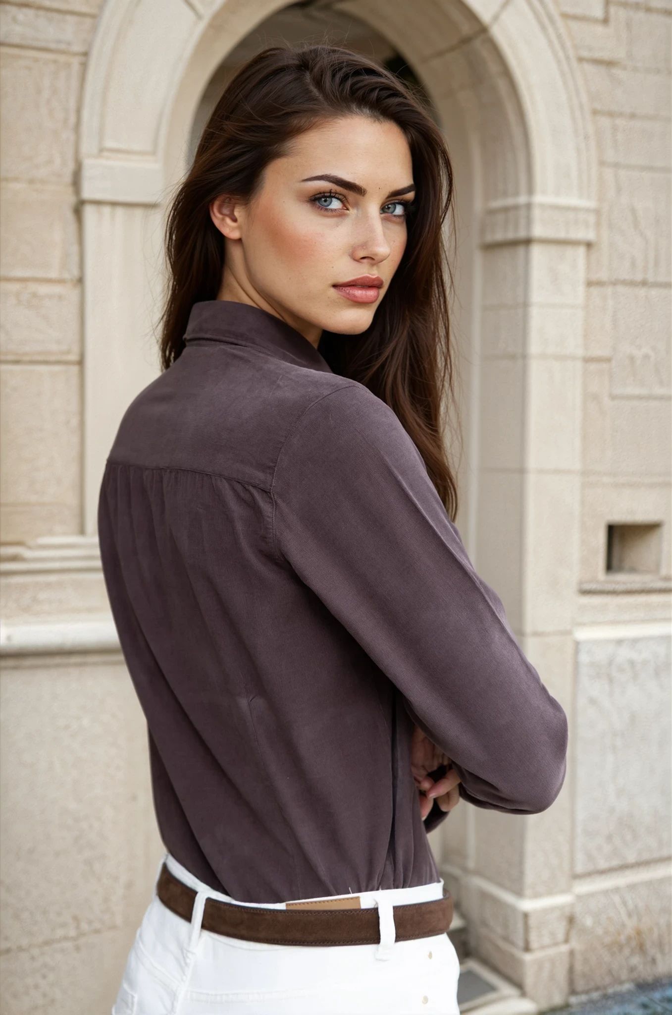 Chemisier Flore en velours milleraies - Marron-CHEMISIER FEMME-Curling-Paris