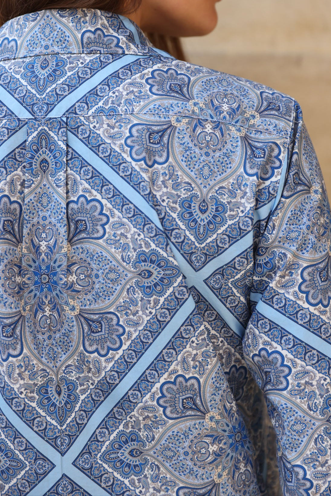 Chemisier canelle en coton Liberty of London - Cachemire Bleu-CHEMISIER FEMME-Curling-Paris