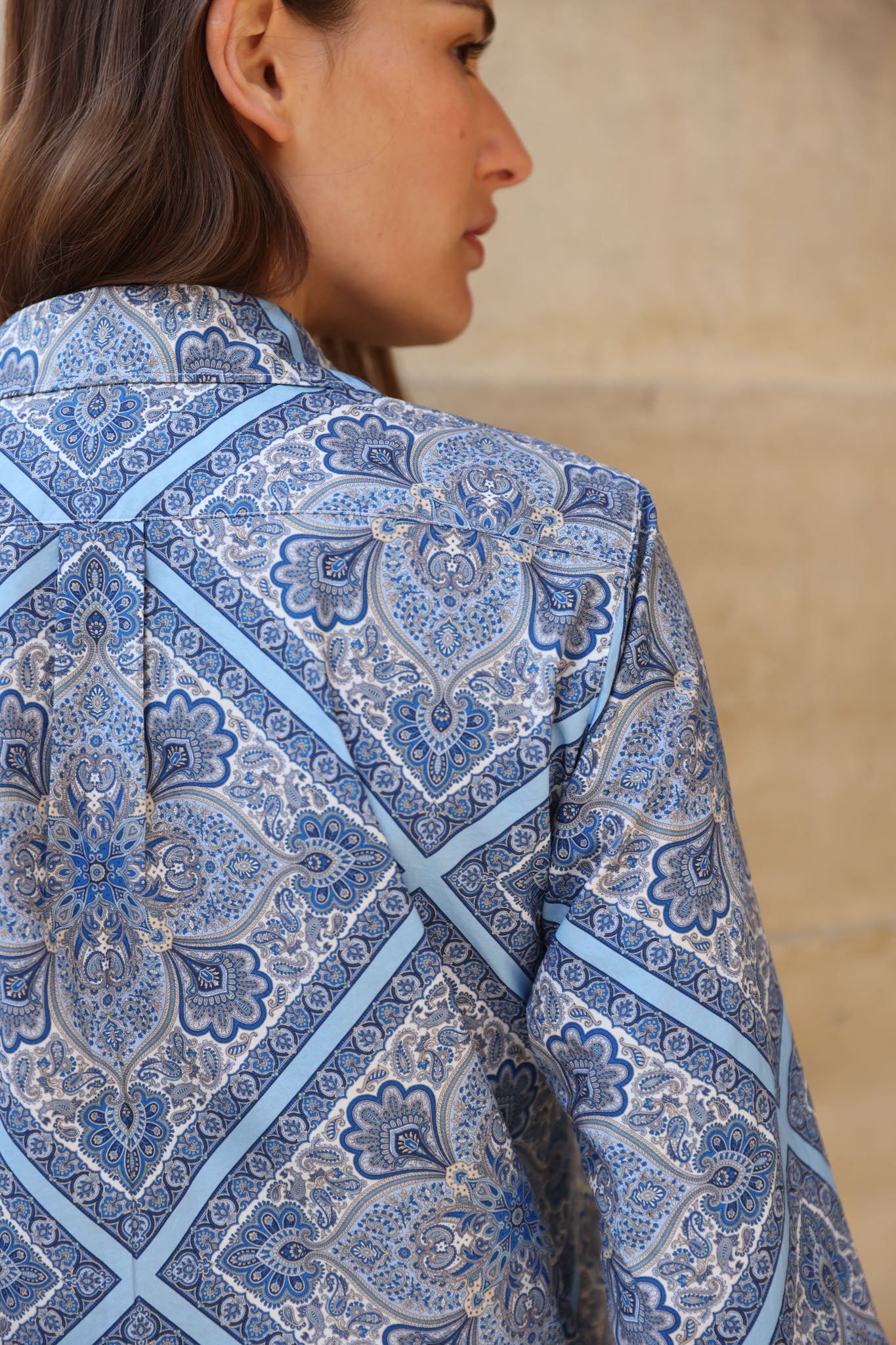 Chemisier canelle en coton Liberty of London - Cachemire Bleu-CHEMISIER FEMME-Curling-Paris
