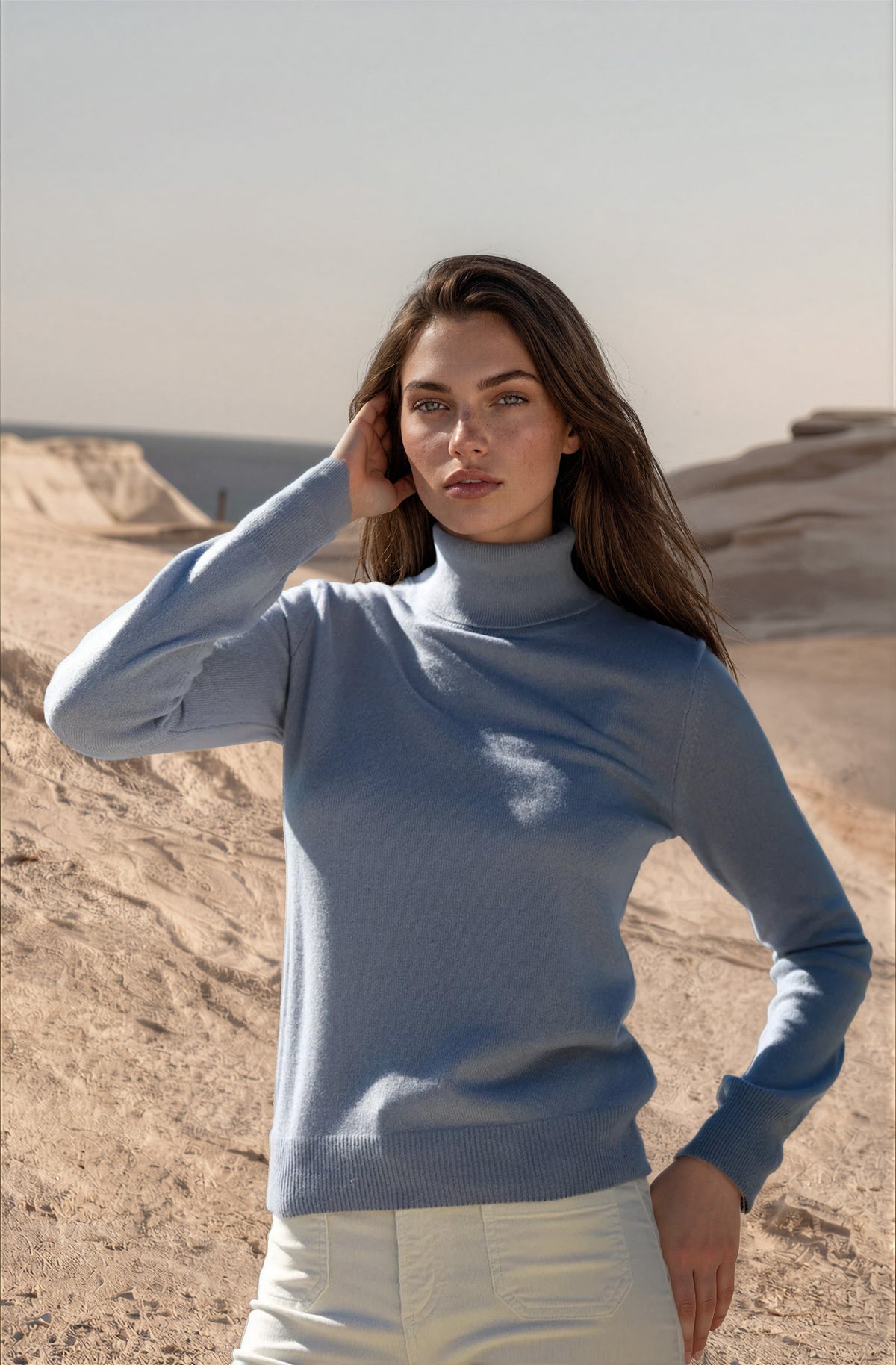 Col roulé Anita 100% cachemire - Ciel-PULL FEMME-Curling-Paris